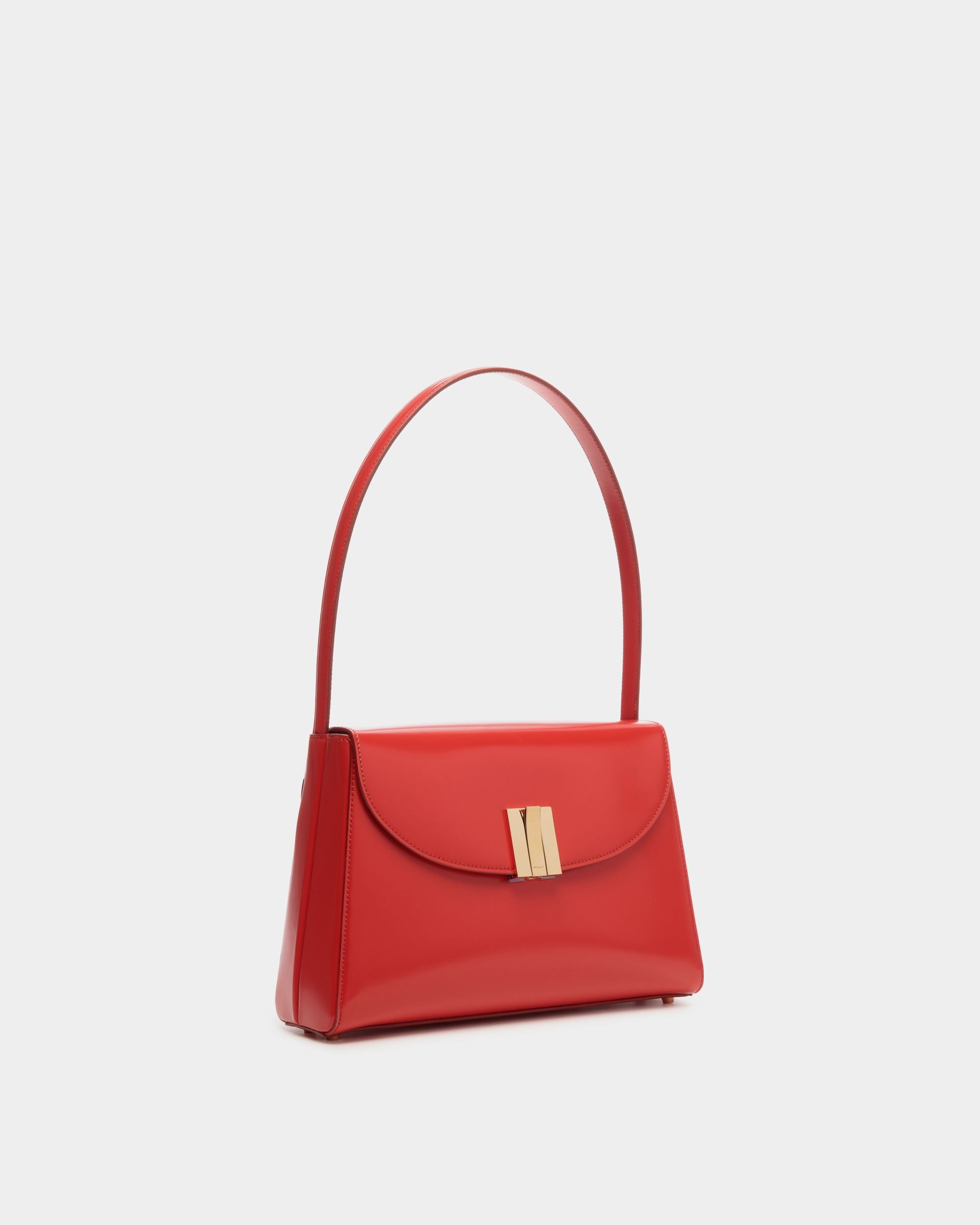 Ollam Shoulder Bag in Candy Red Brushed Leather - Women's - Bally - 04