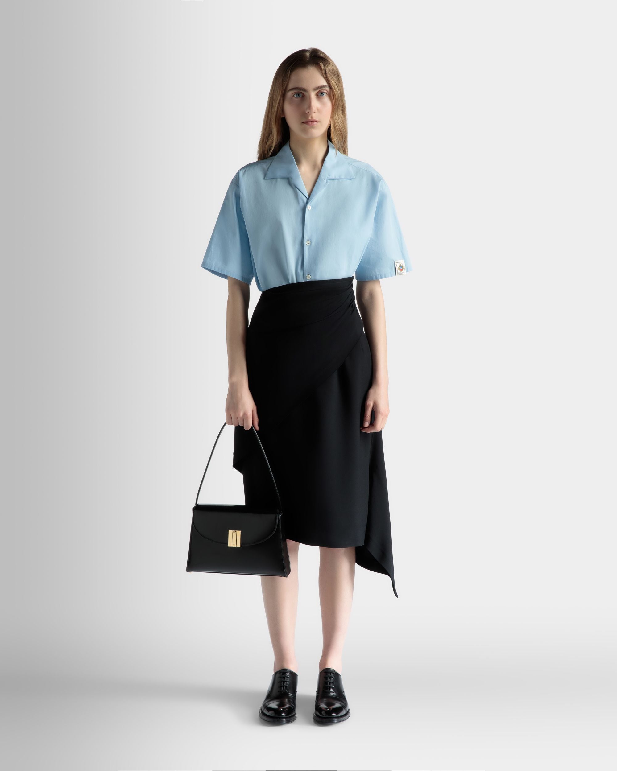 Ollam Schultertasche Aus Gebürstetem Leder In Schwarz - Damen - Bally - 02