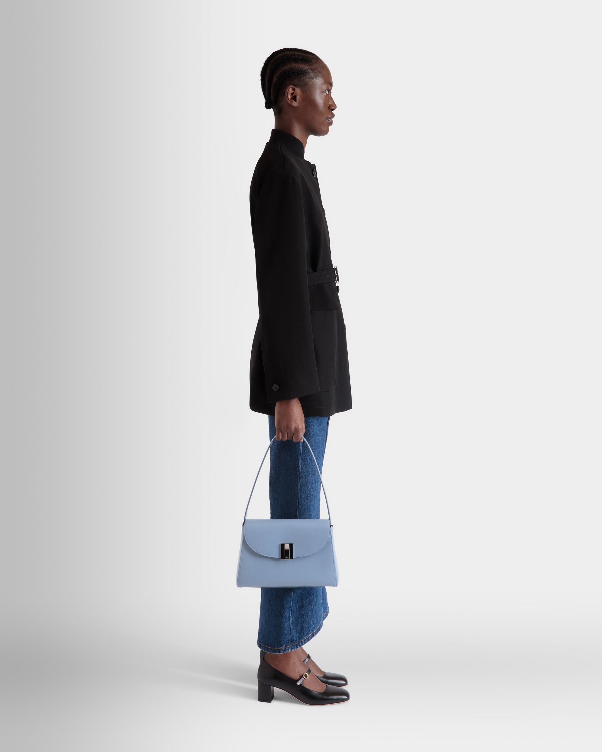 Borsa A Spalla Ollam In Pelle Light Blue - Donna - Bally - 02