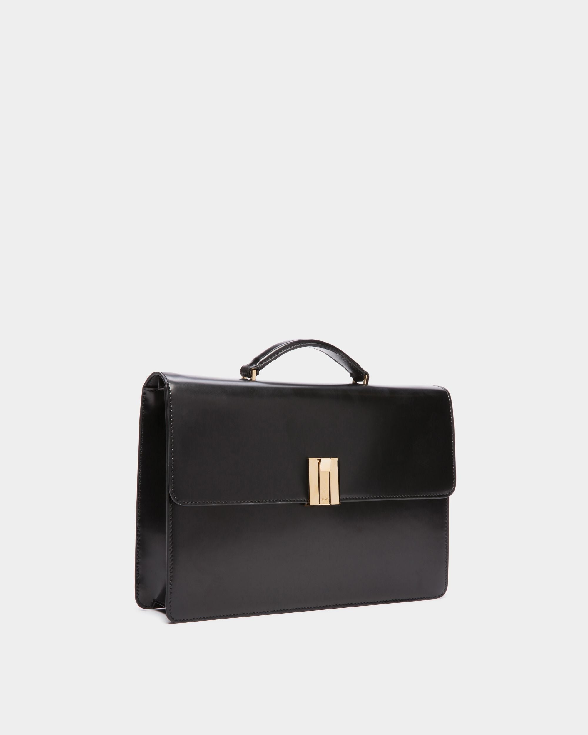 Ollam Henkeltasche Aus Gebürstetem Leder In Schwarz - Damen - Bally - 04