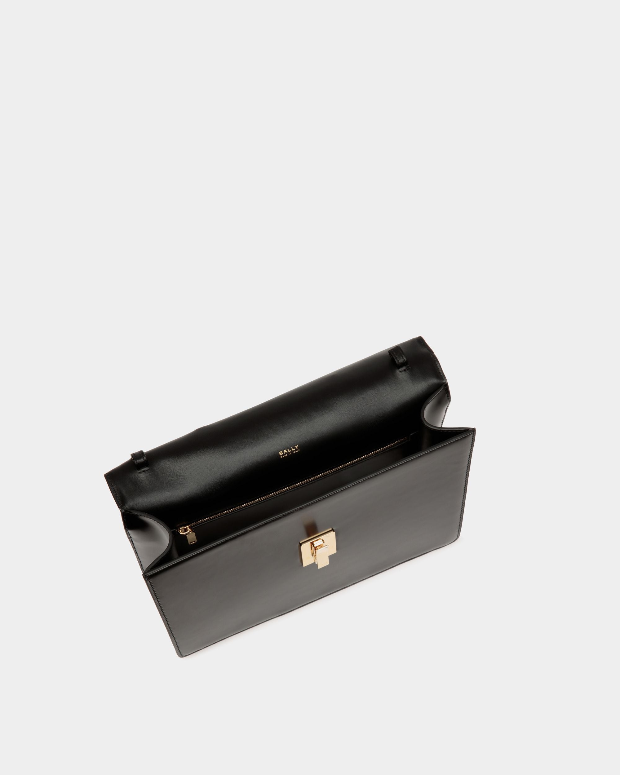 Ollam Henkeltasche Aus Gebürstetem Leder In Schwarz - Damen - Bally - 05