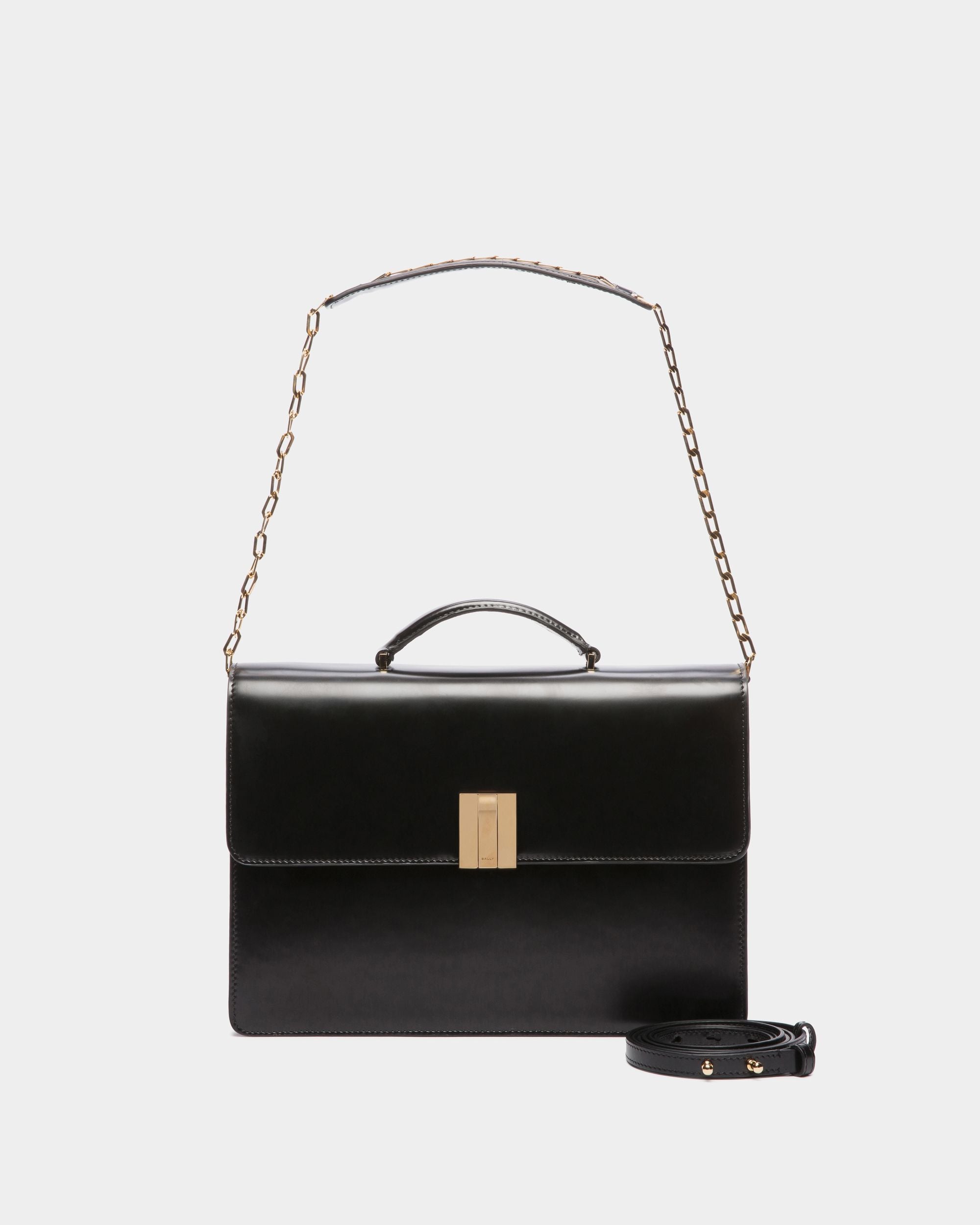 Ollam Henkeltasche Aus Gebürstetem Leder In Schwarz - Damen - Bally - 06