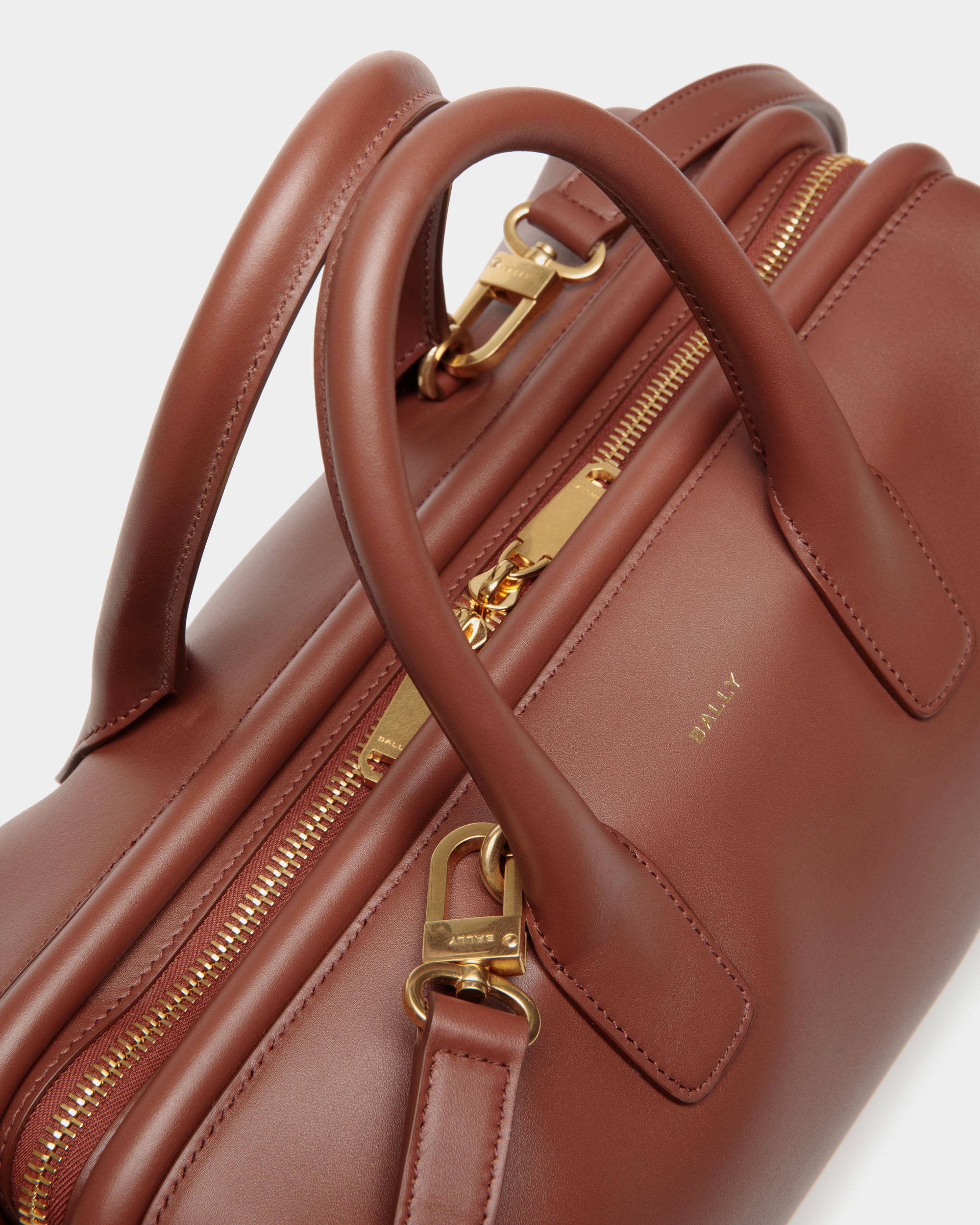 Petit Sac À Anse Supérieure Belle En Cuir Marron - Femme - Bally - 06