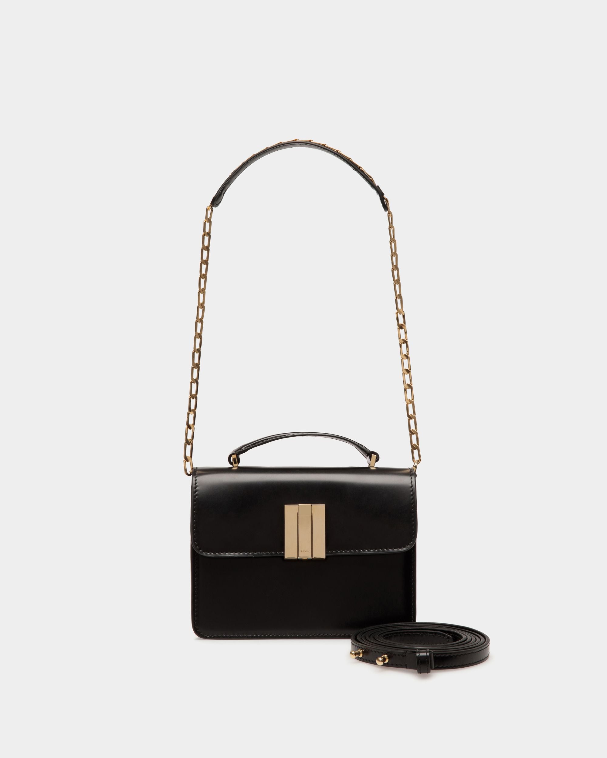 Borsa Mini A Mano Ollam In Pelle Spazzolata Nera - Donna - Bally - 06