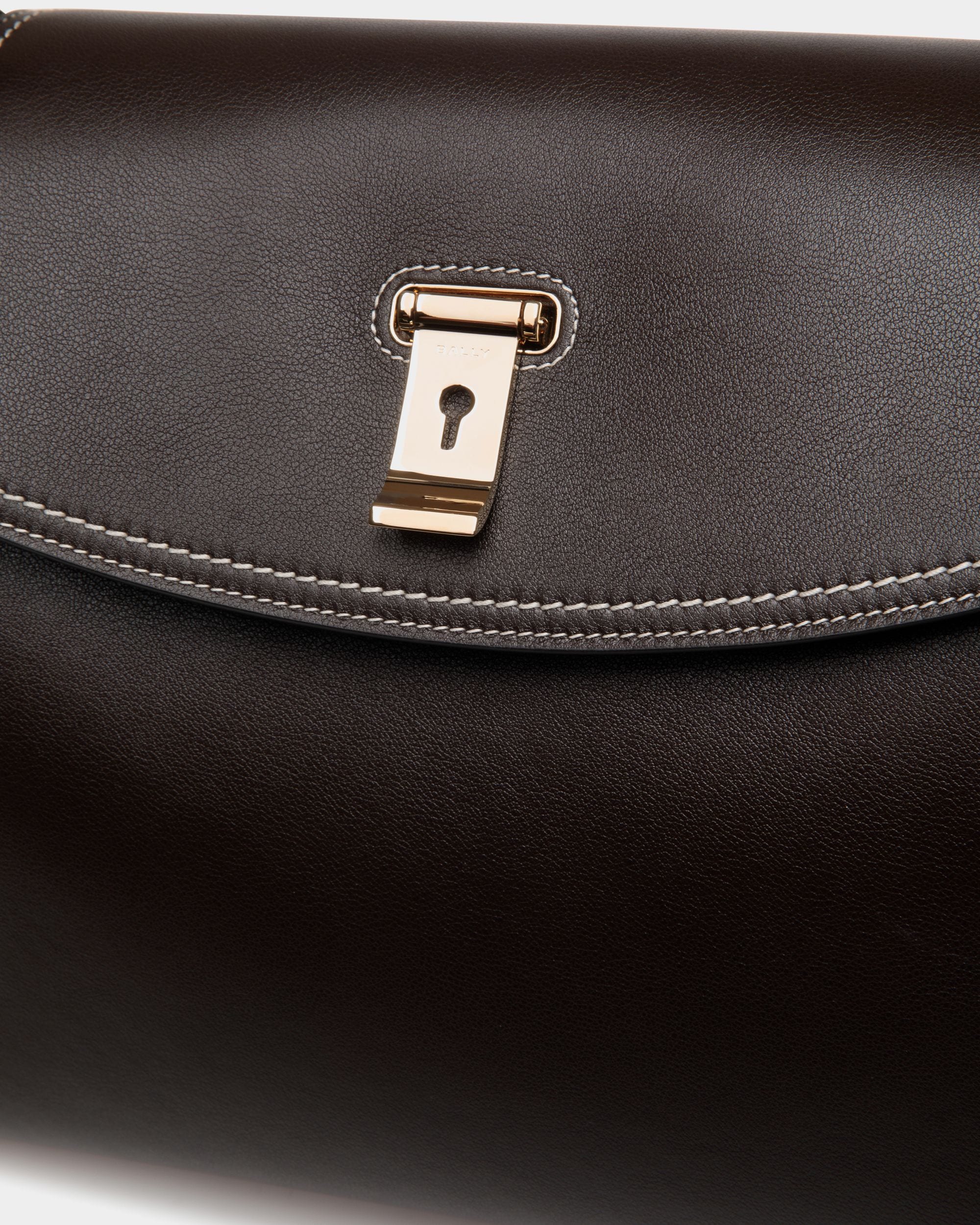Lock Me Top Handle Bag in Ebano Leather - Women's - Bally - 06