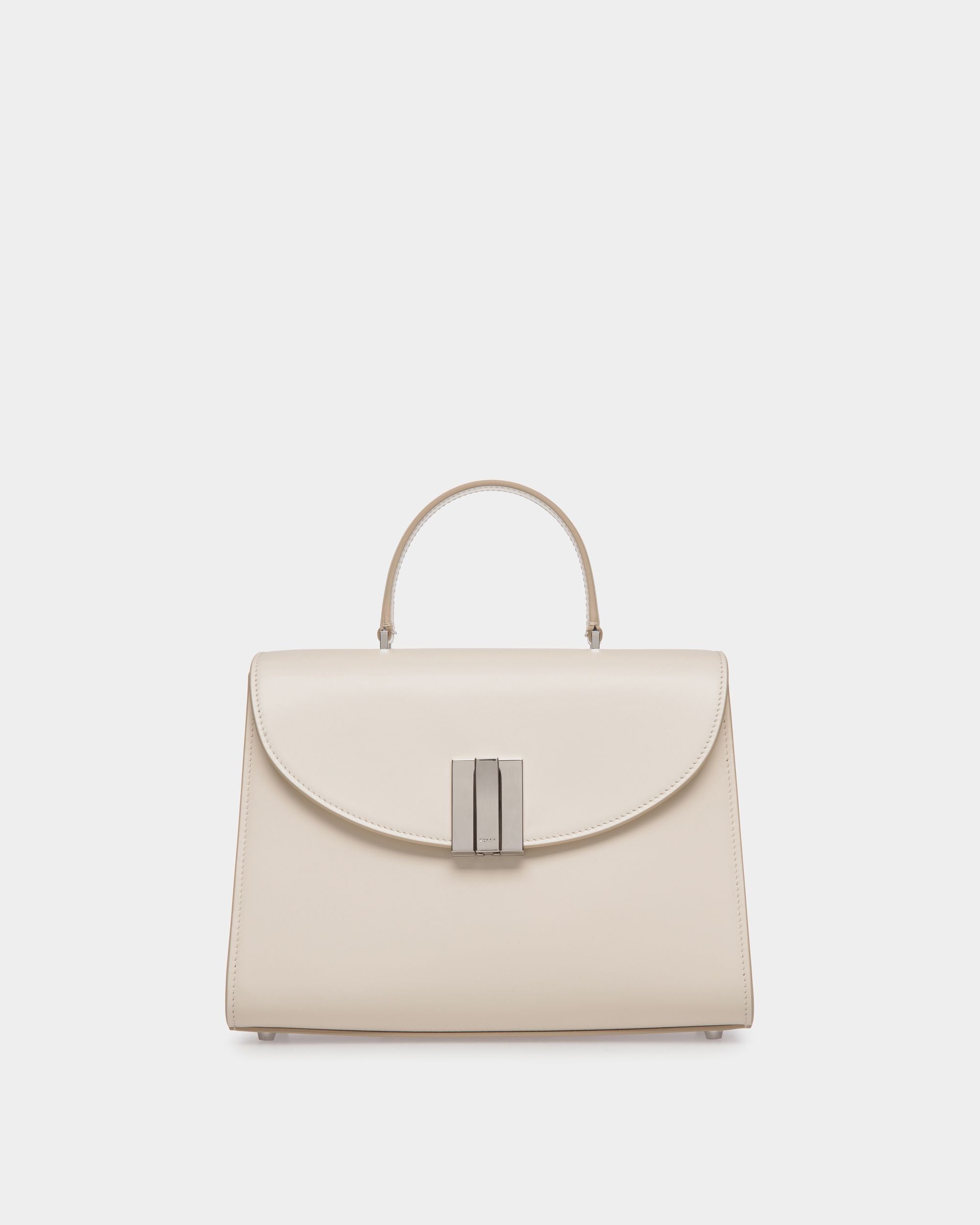 Ollam Top Handle Bag in White Leather - Women's - Bally - 01