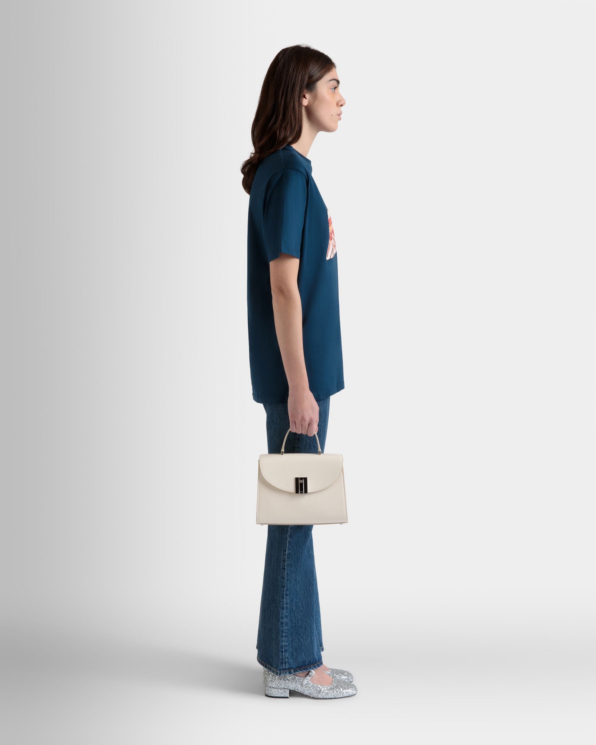 Ollam Top Handle Bag in White Leather - Women's - Bally - 03