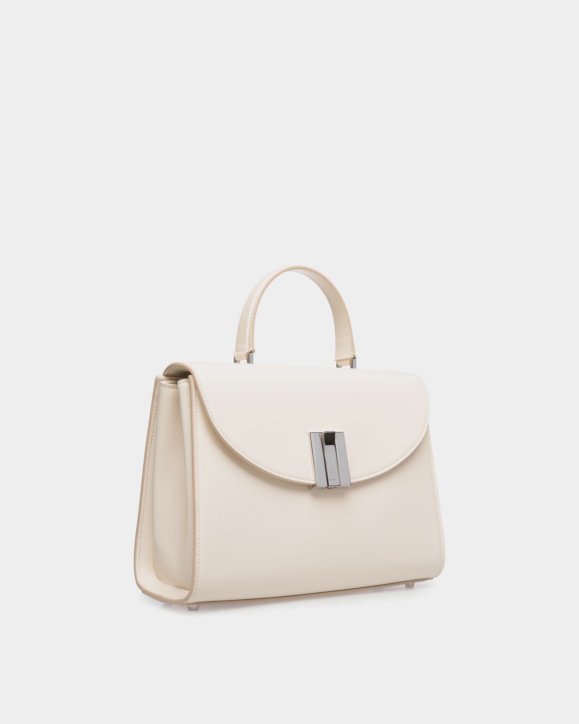 Ollam Top Handle Bag in White Leather - Women's - Bally - 04