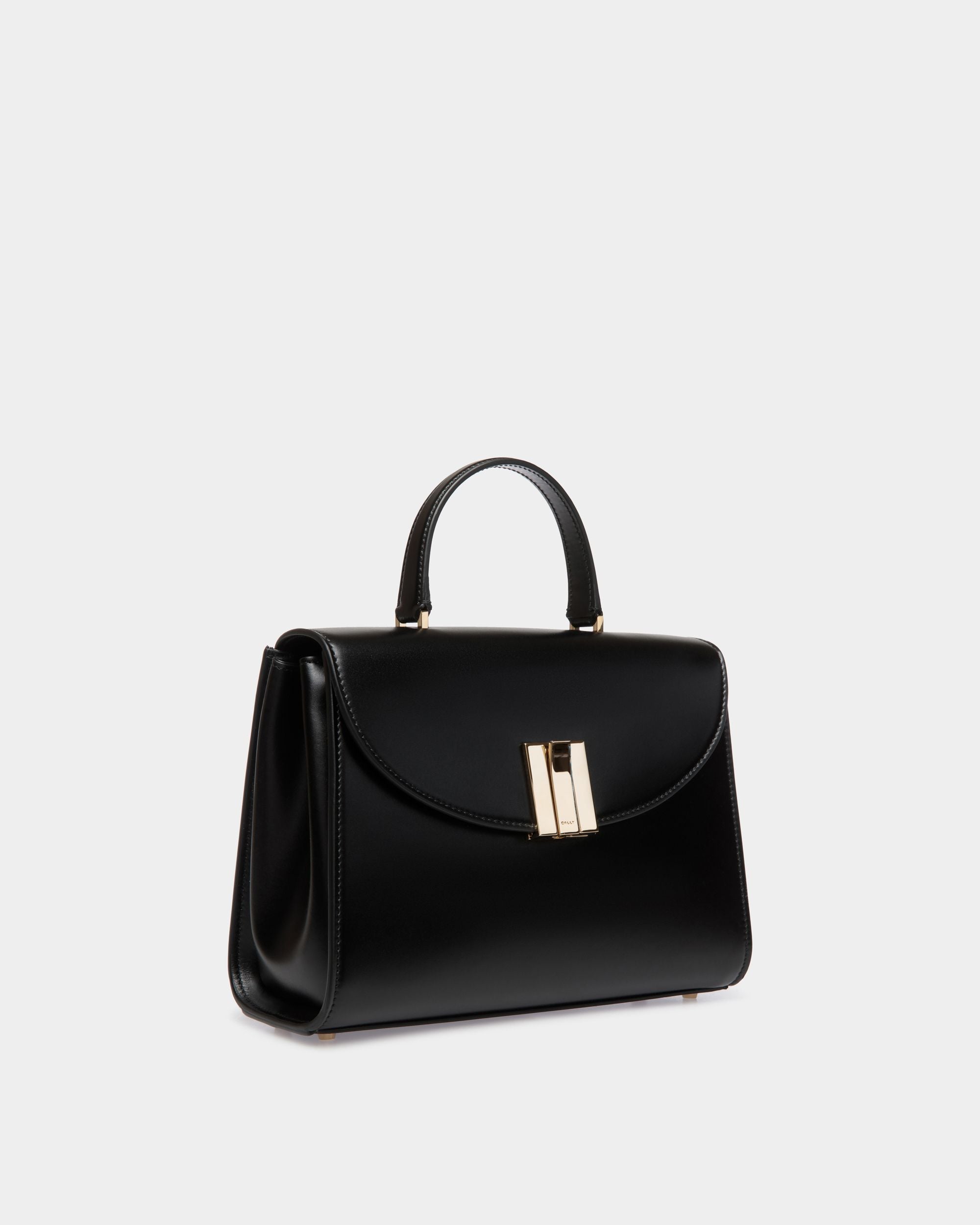 Ollam Top Handle Bag in Black Leather - Women's - Bally - 04
