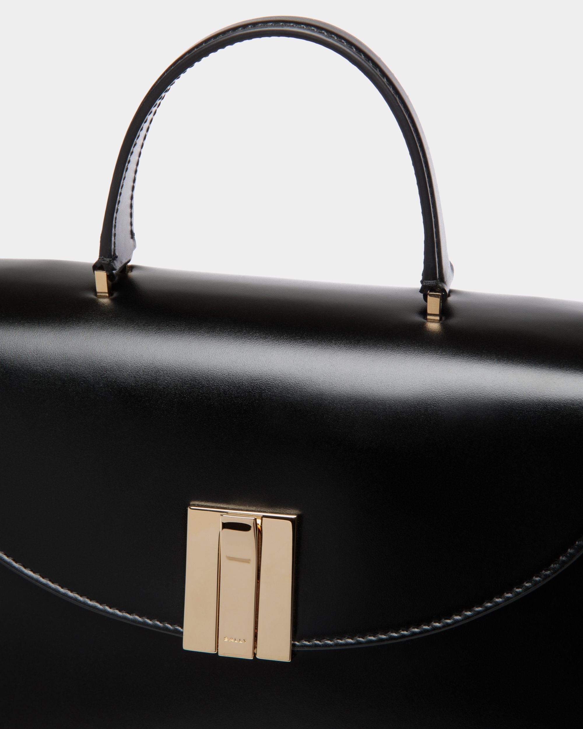 Ollam Top Handle Bag in Black Leather - Women's - Bally - 06