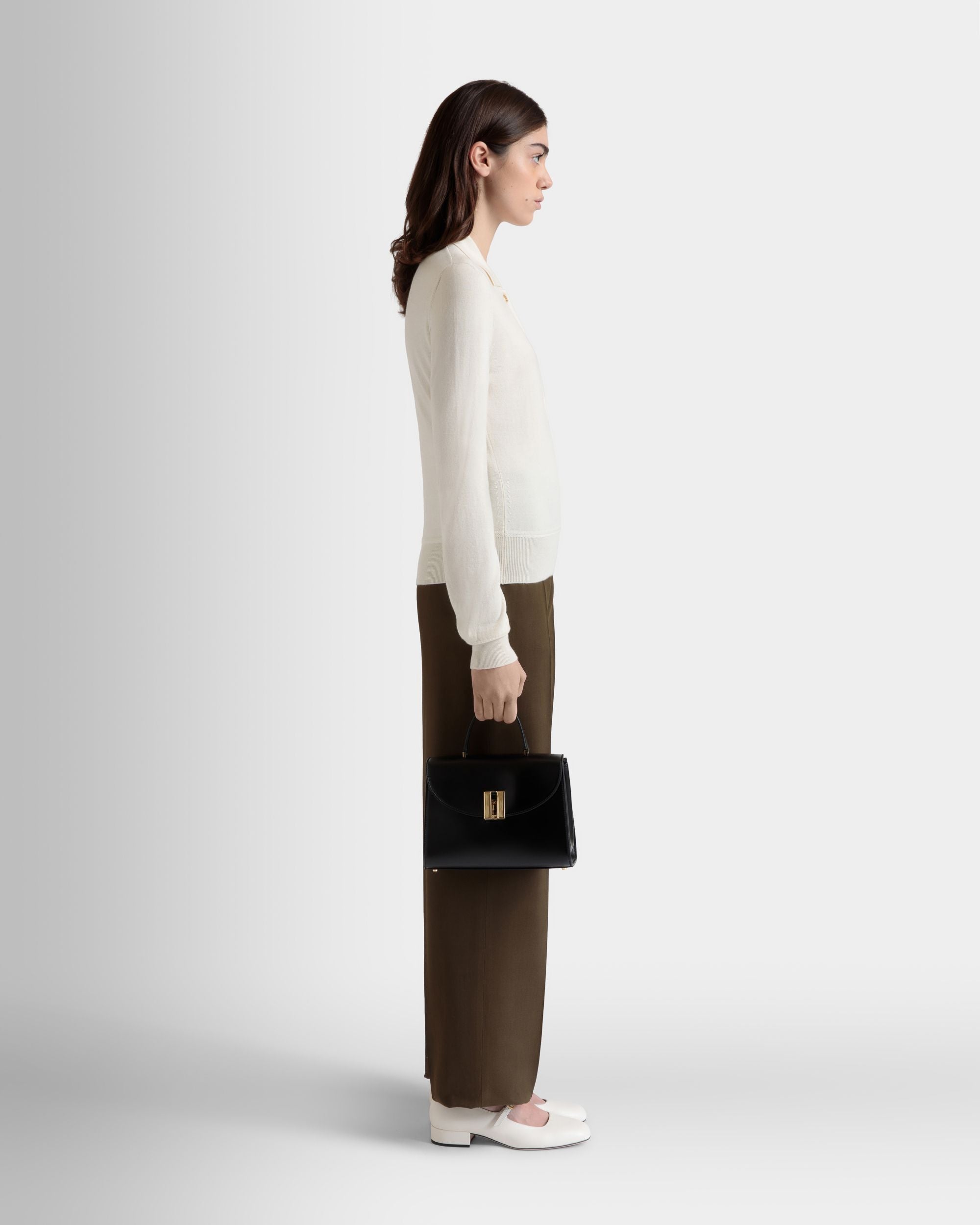 Ollam Top Handle Bag in Black Leather - Women's - Bally - 07