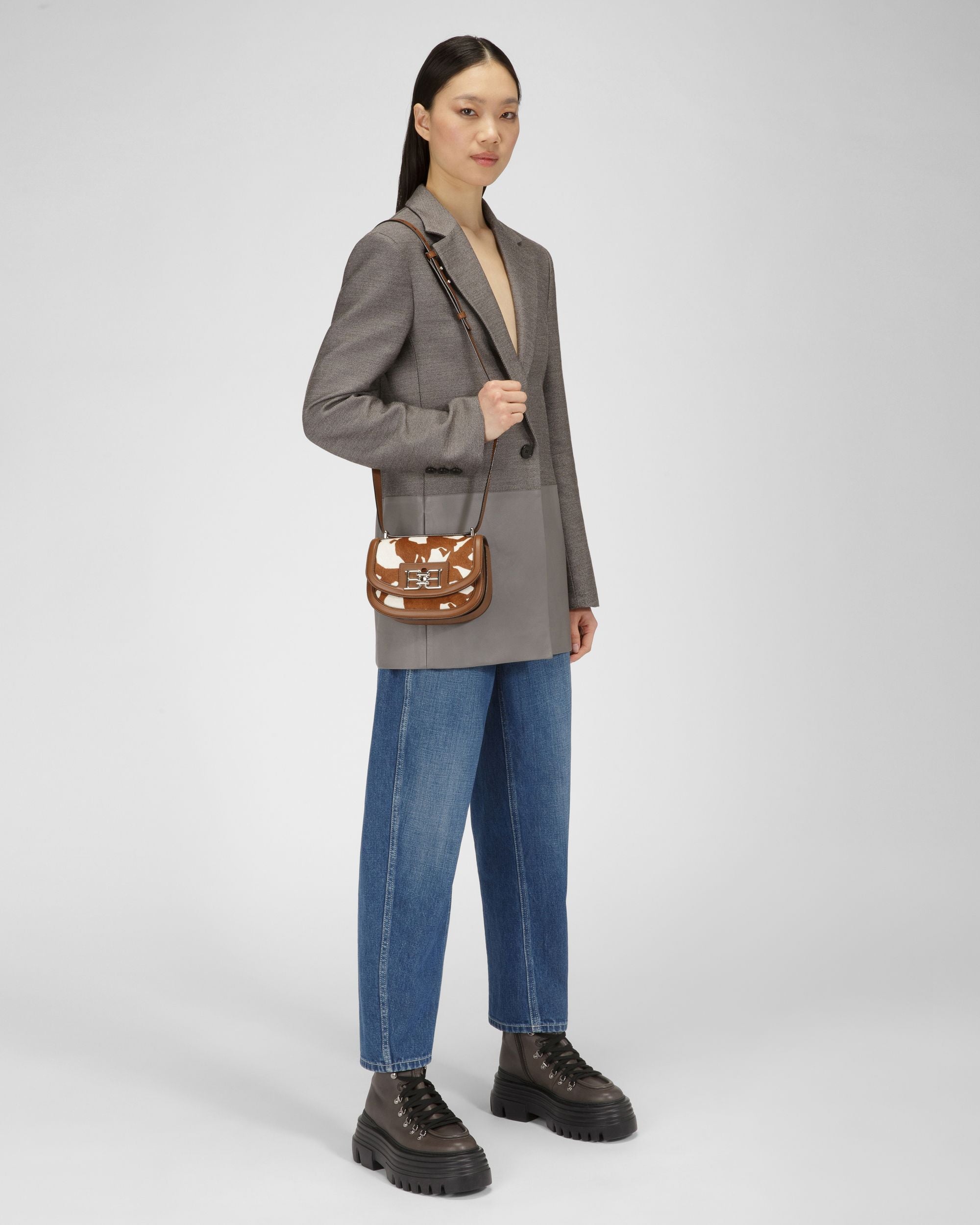 Baily Borsetta In Pelle Marrone E Bianca - Donna - Bally - 07