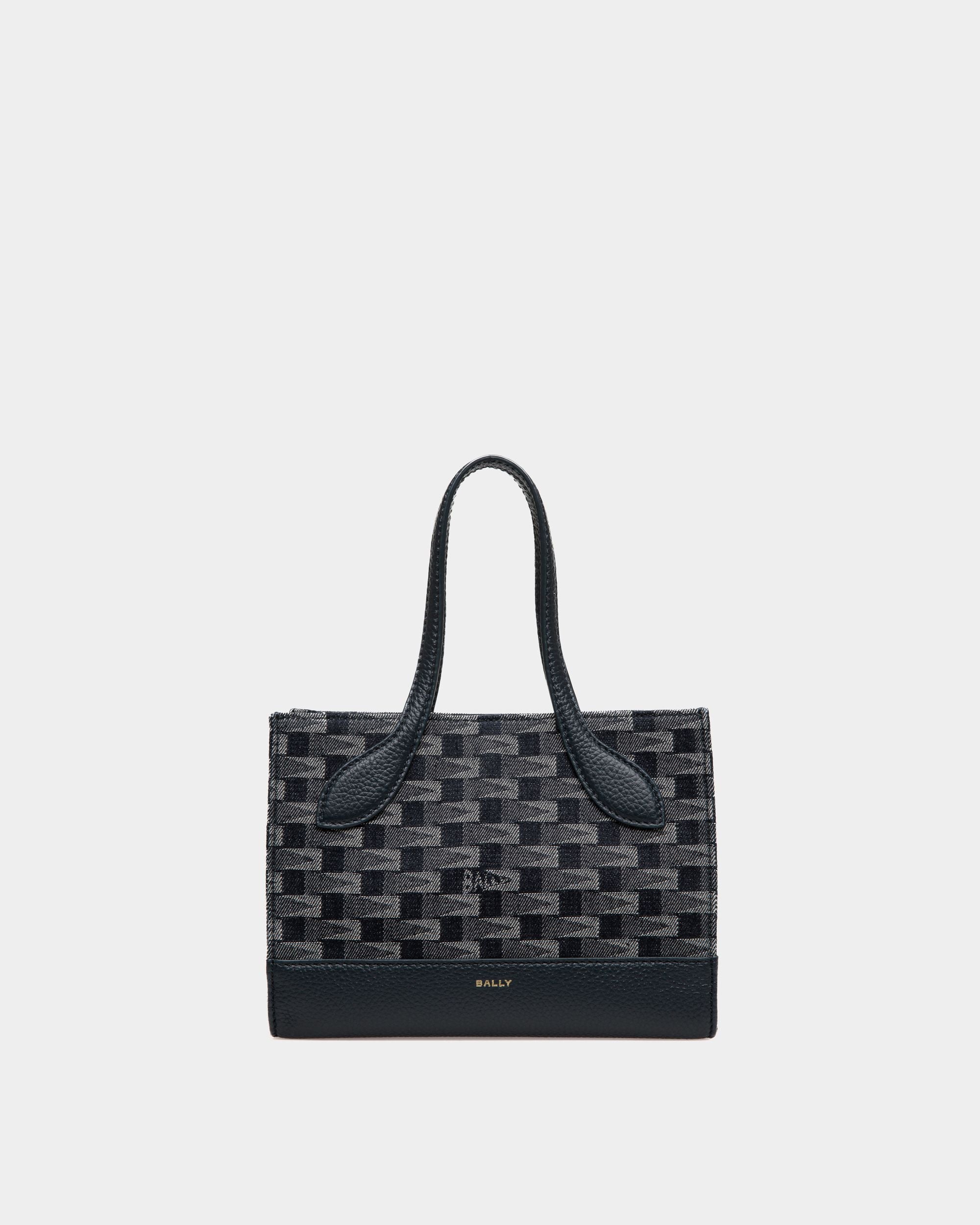 Mini Sac Bar En Coton Bleu Imprimé Pennant - Femme - Bally - 01