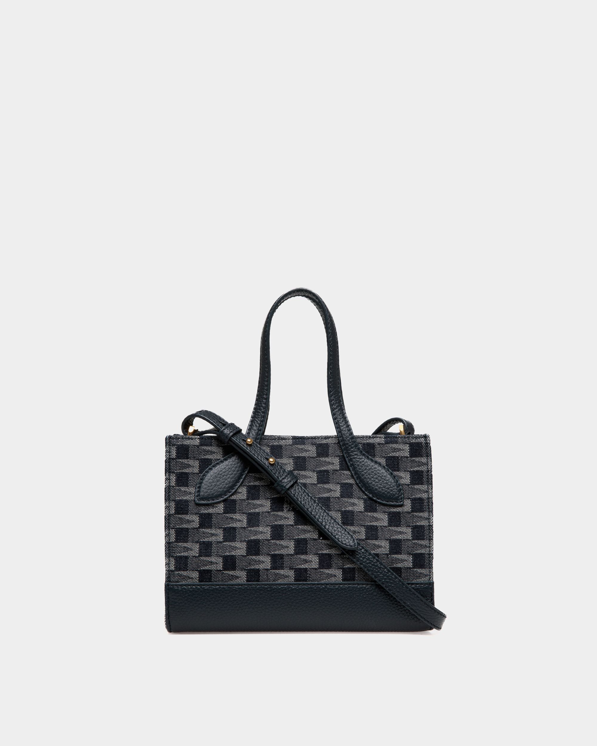 Mini Sac Bar En Coton Bleu Imprimé Pennant - Femme - Bally - 02
