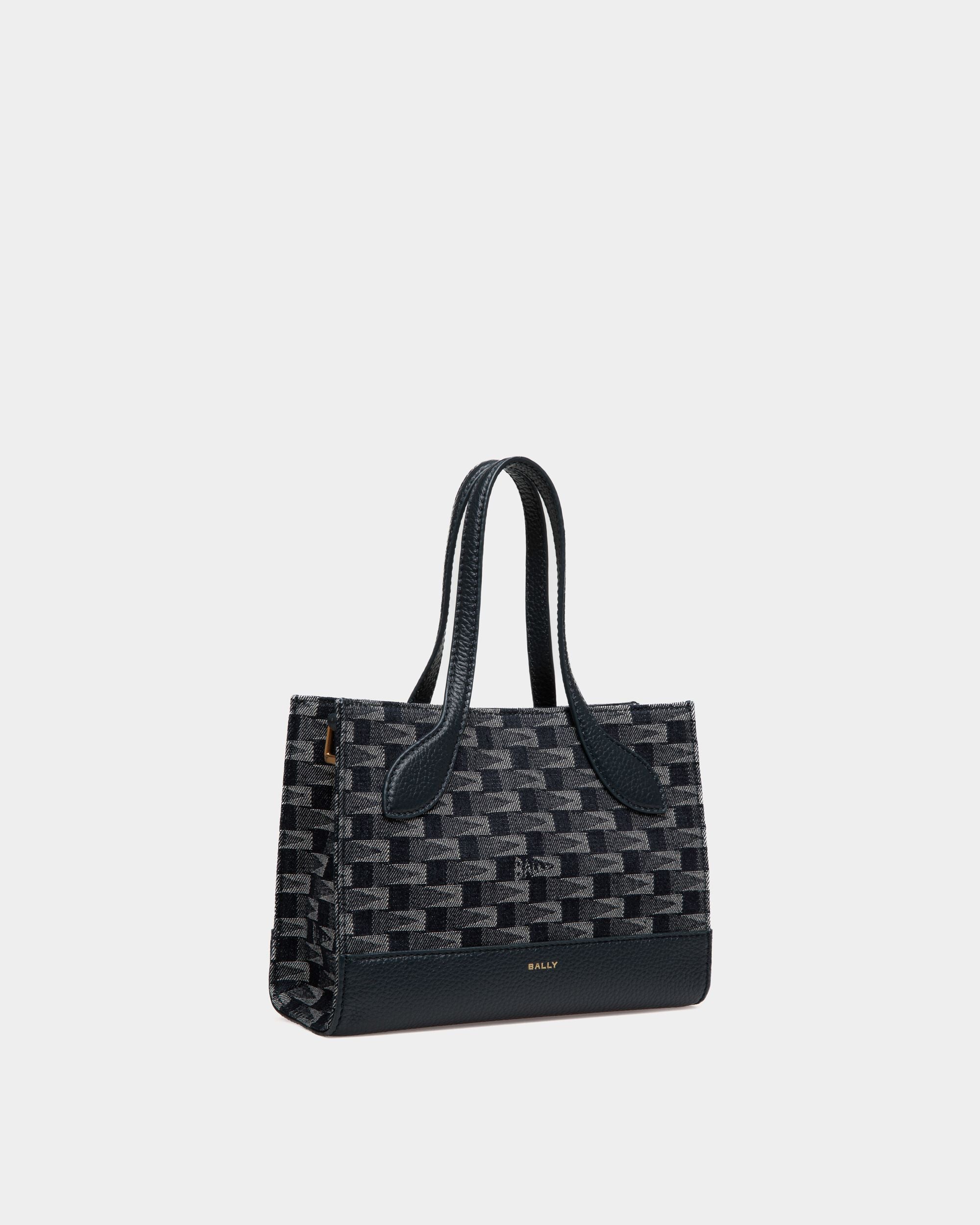 Mini Sac Bar En Coton Bleu Imprimé Pennant - Femme - Bally - 03