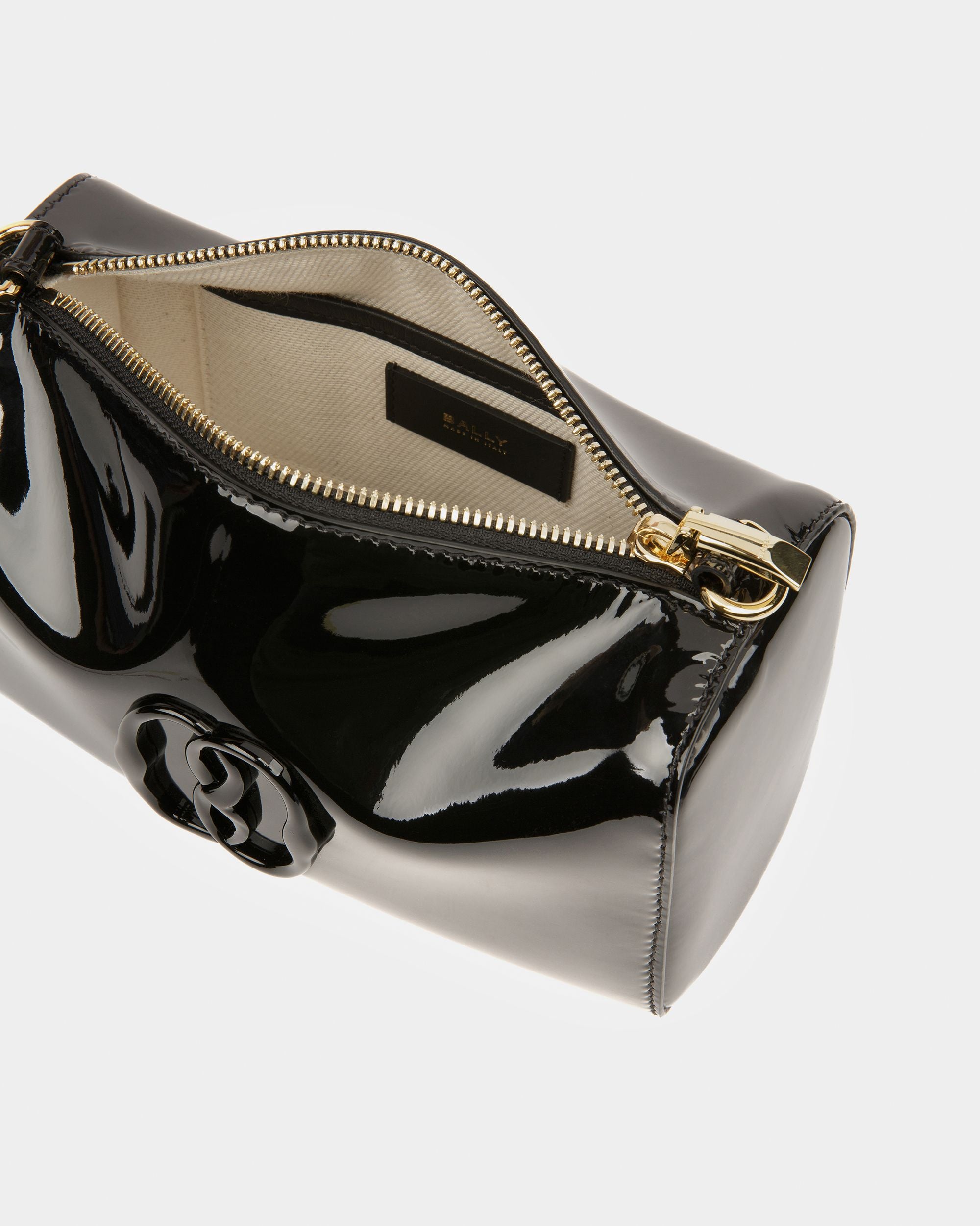 Women's Emblem Minibag In Black Leather | Bally | Still Life Open / Inside