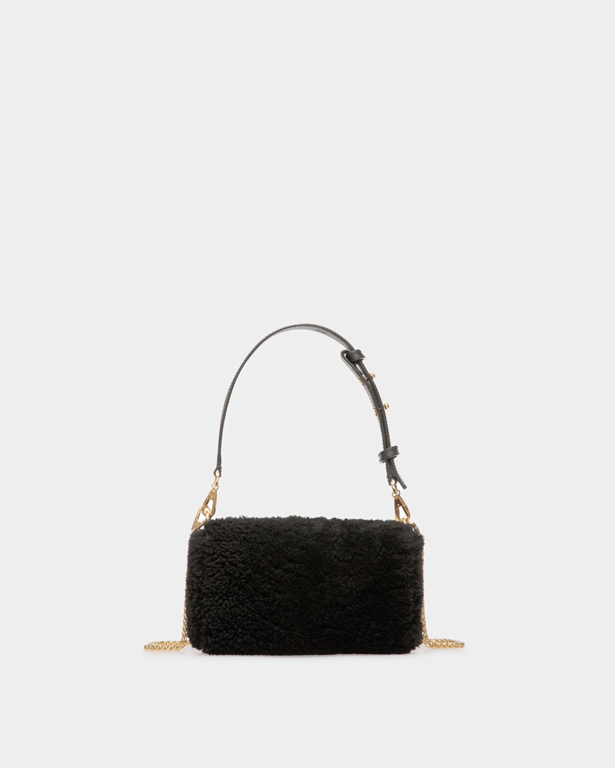 Women's Emblem Minibag In Black Wool | Bally | Still Life Back