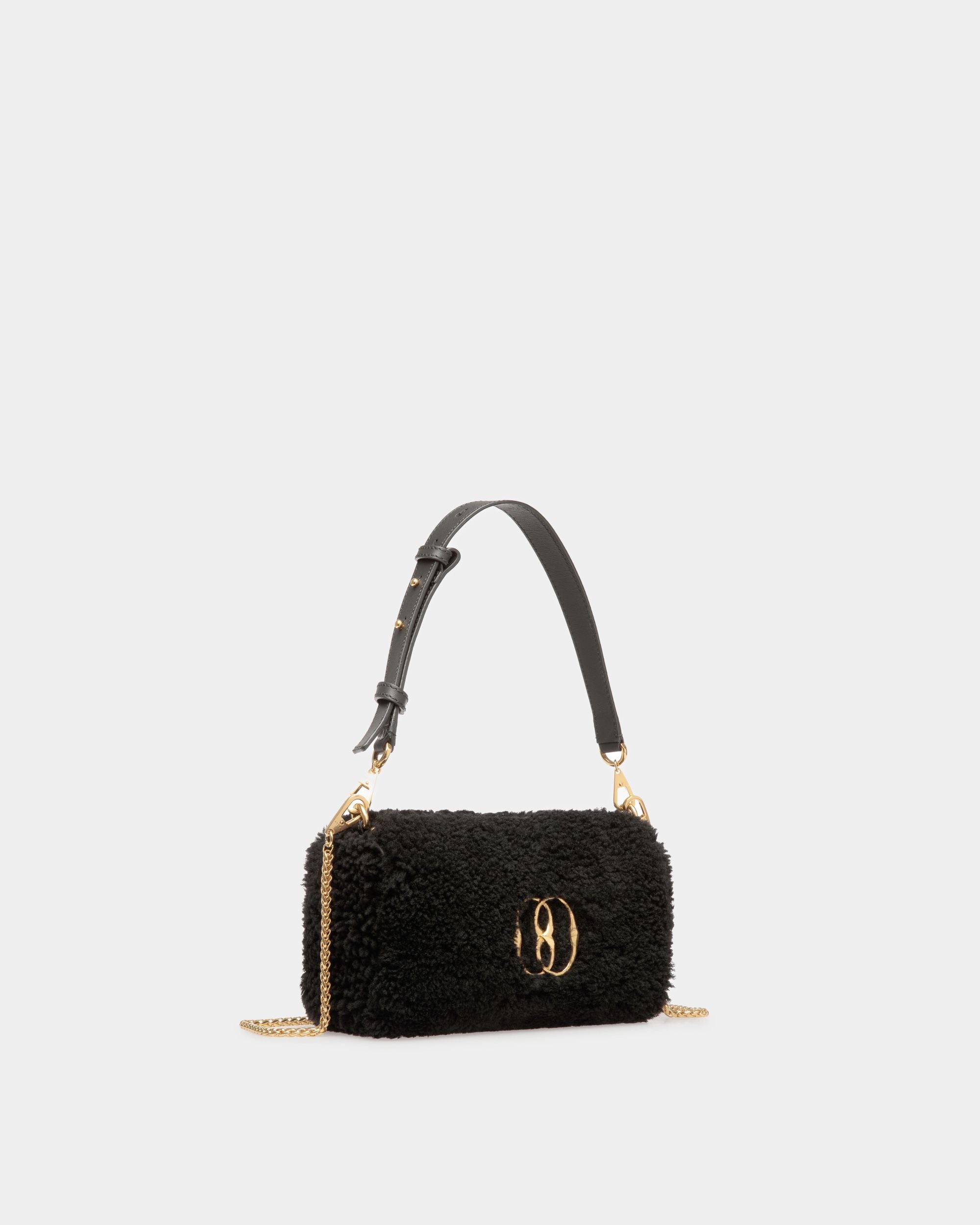 Women's Emblem Minibag In Black Wool | Bally | Still Life 3/4 Front
