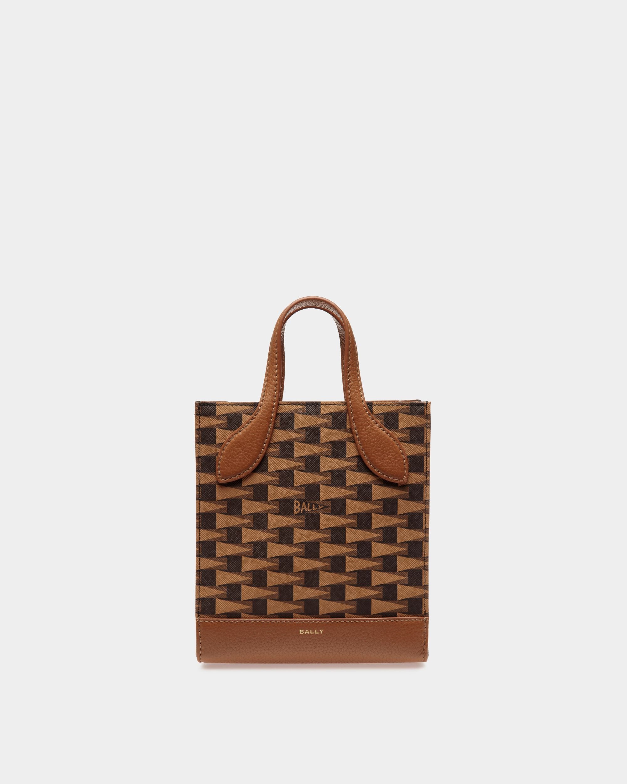 Tote Bag Mini Pennant In TPU Marrone Con Motivo Pennant - Donna - Bally - 01