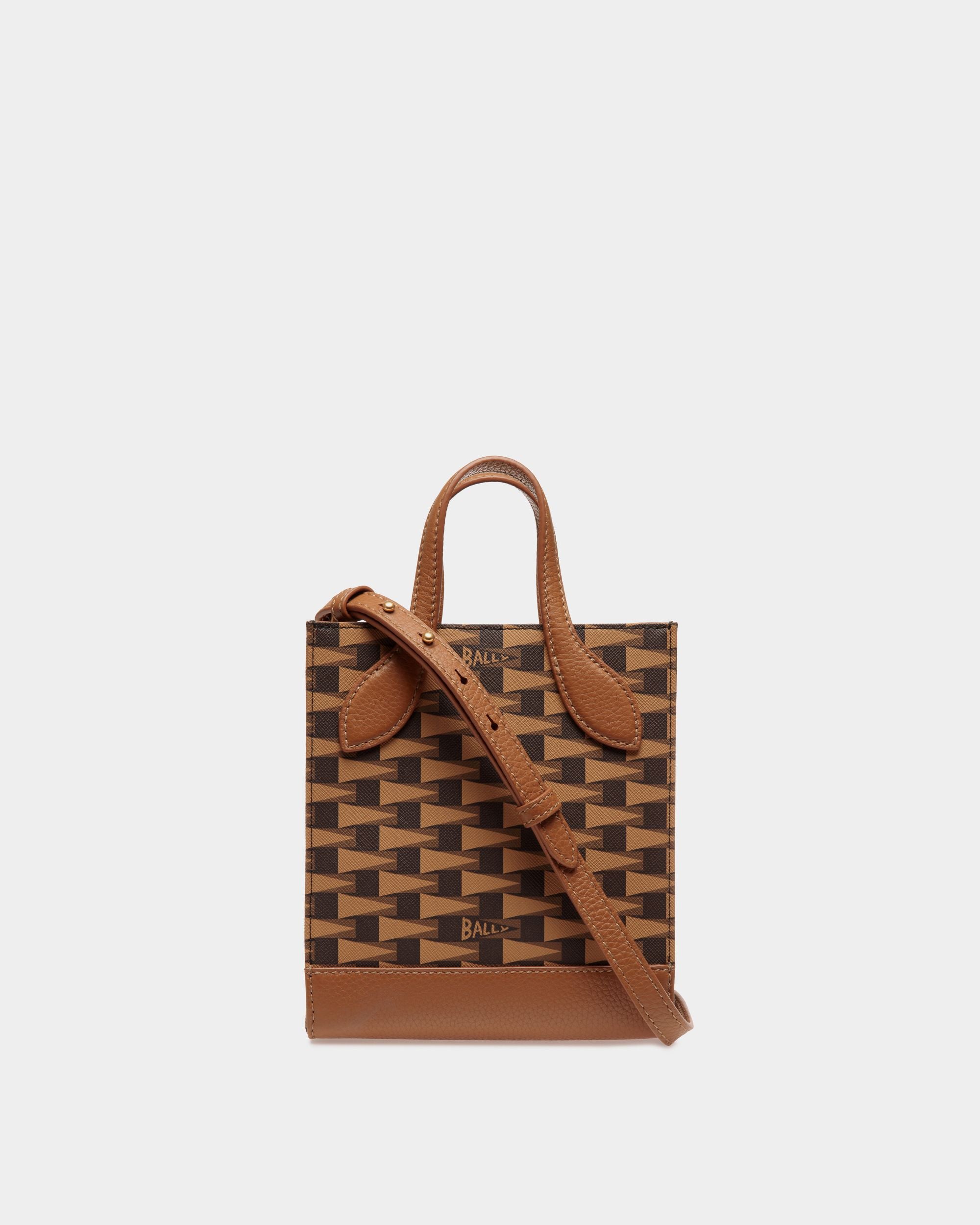 Tote Bag Mini Pennant In TPU Marrone Con Motivo Pennant - Donna - Bally - 02