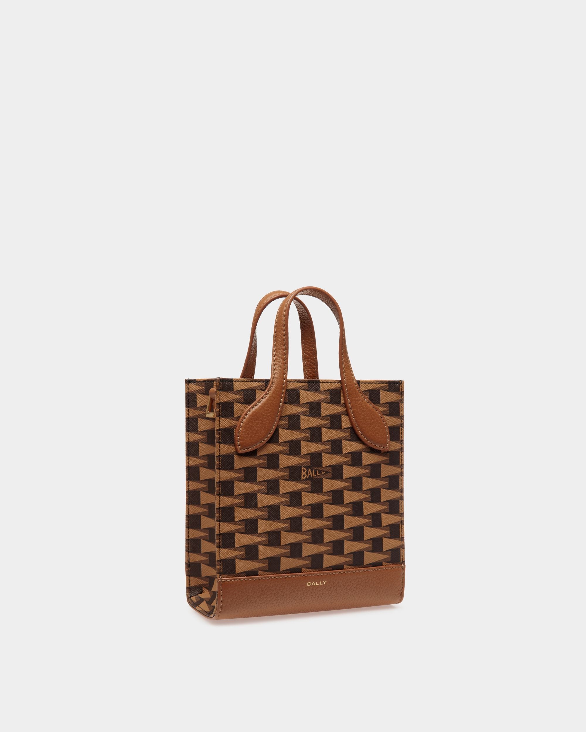 Tote Bag Mini Pennant In TPU Marrone Con Motivo Pennant - Donna - Bally - 03