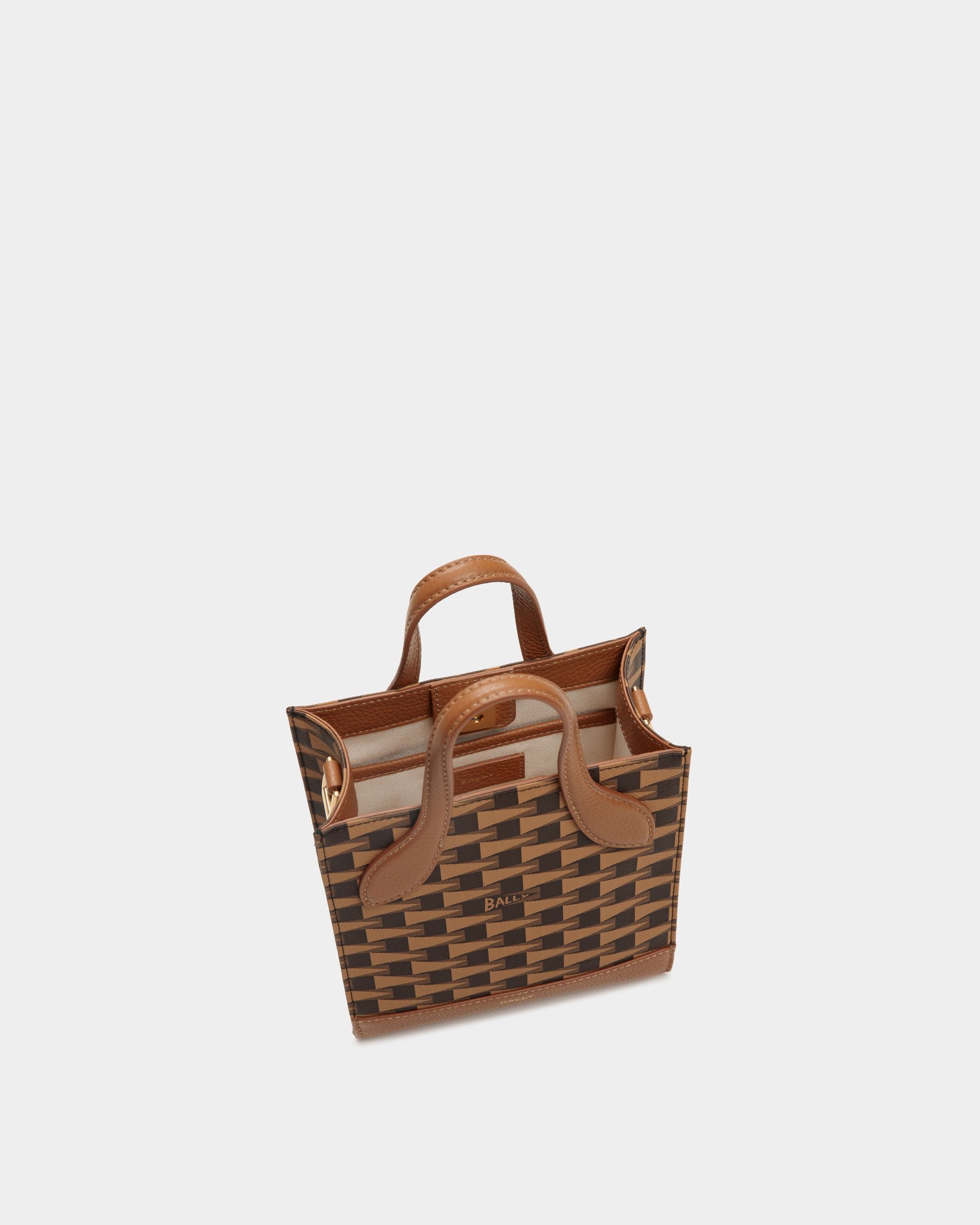 Tote Bag Mini Pennant In TPU Marrone Con Motivo Pennant - Donna - Bally - 04
