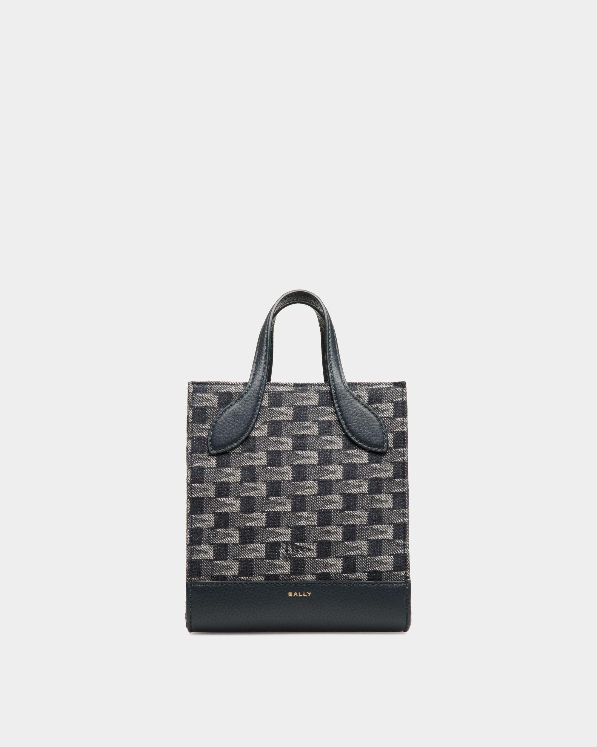 Tote Bag Mini Bar In Tessuto Denim Con Motivo Pennant - Donna - Bally - 01