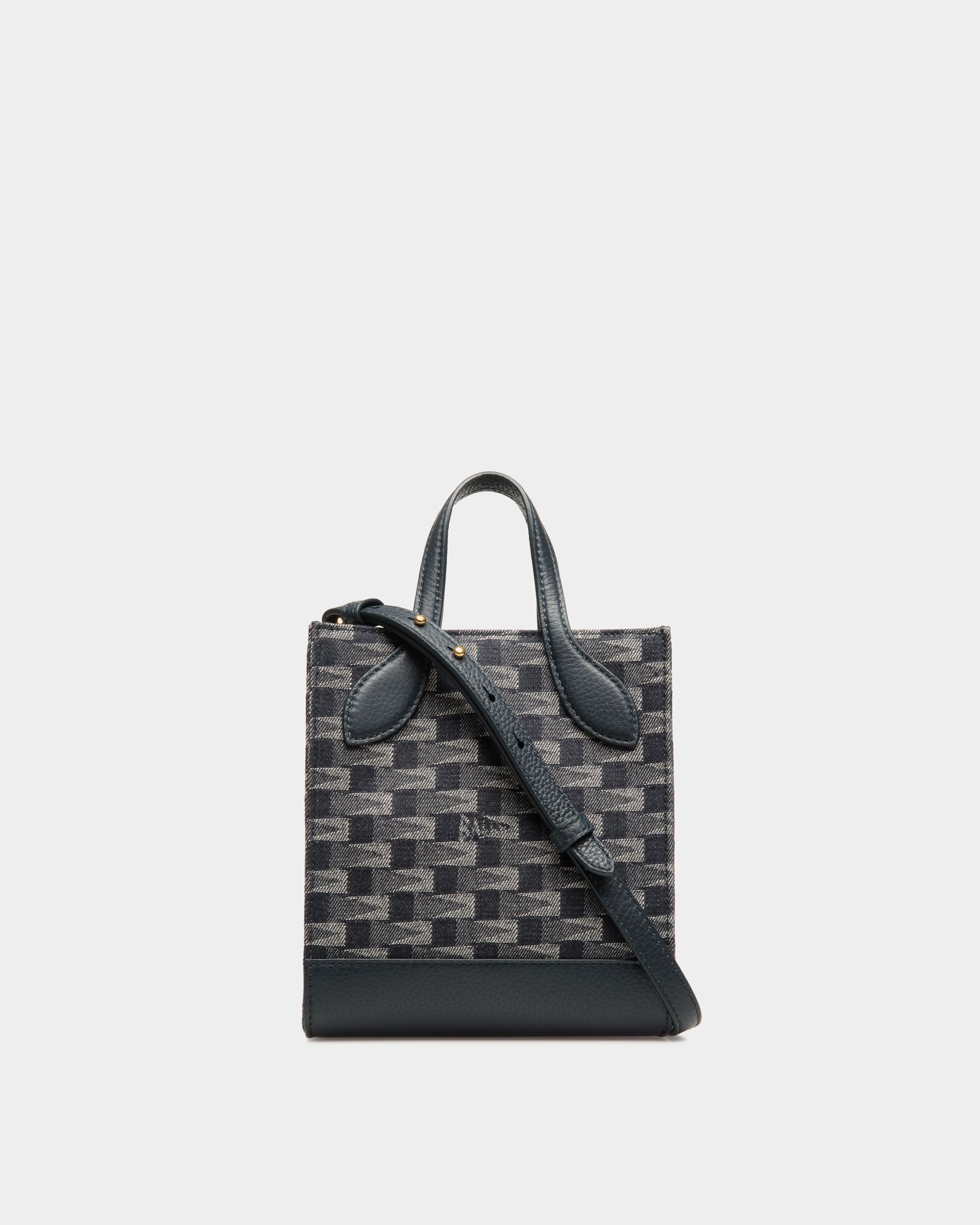 Tote Bag Mini Bar In Tessuto Denim Con Motivo Pennant - Donna - Bally - 02