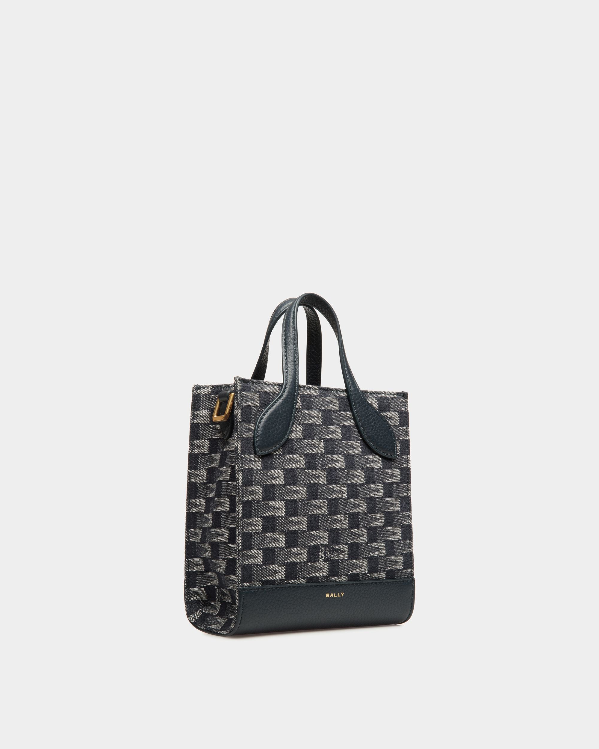 Tote Bag Mini Bar In Tessuto Denim Con Motivo Pennant - Donna - Bally - 03