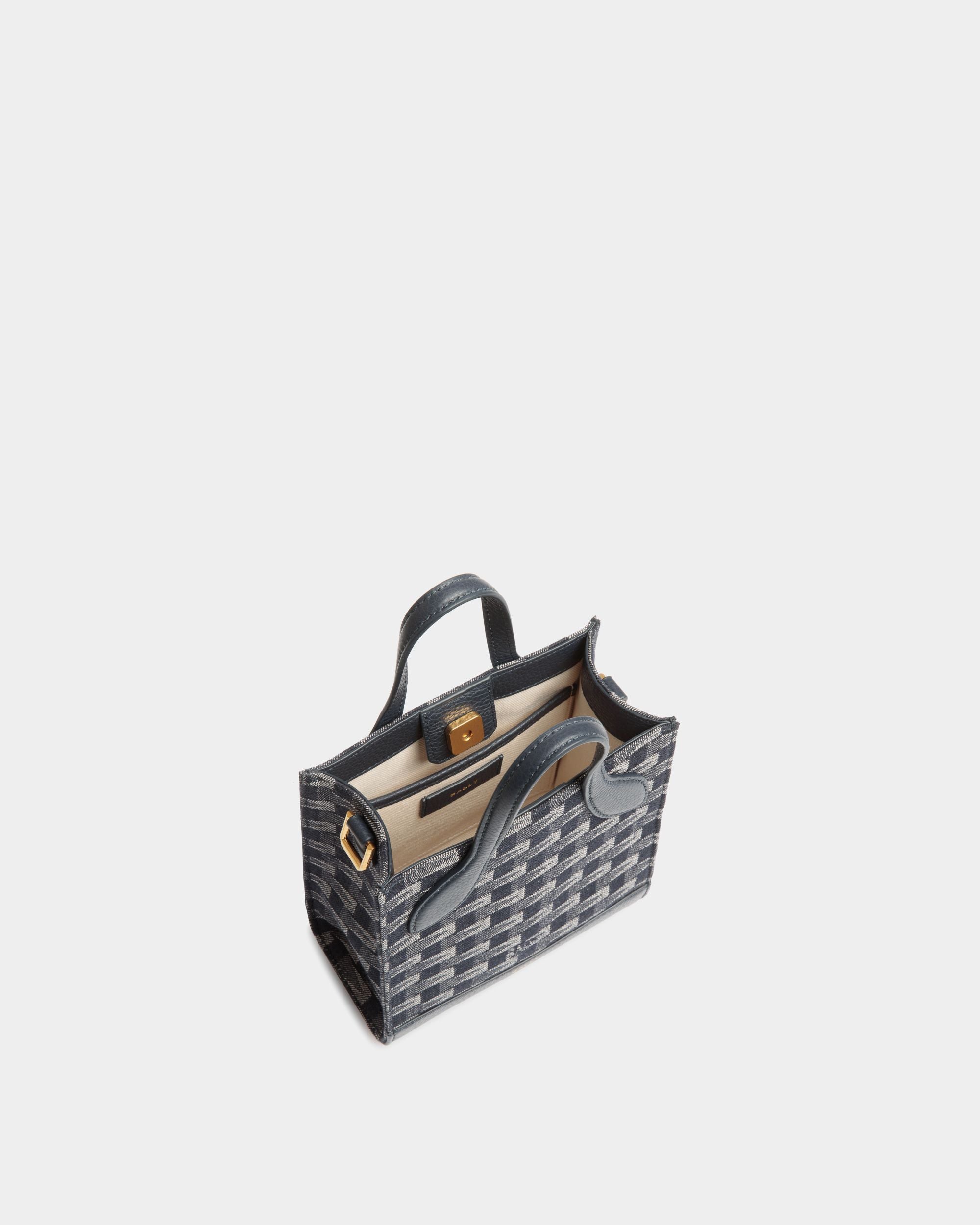 Tote Bag Mini Bar In Tessuto Denim Con Motivo Pennant - Donna - Bally - 04