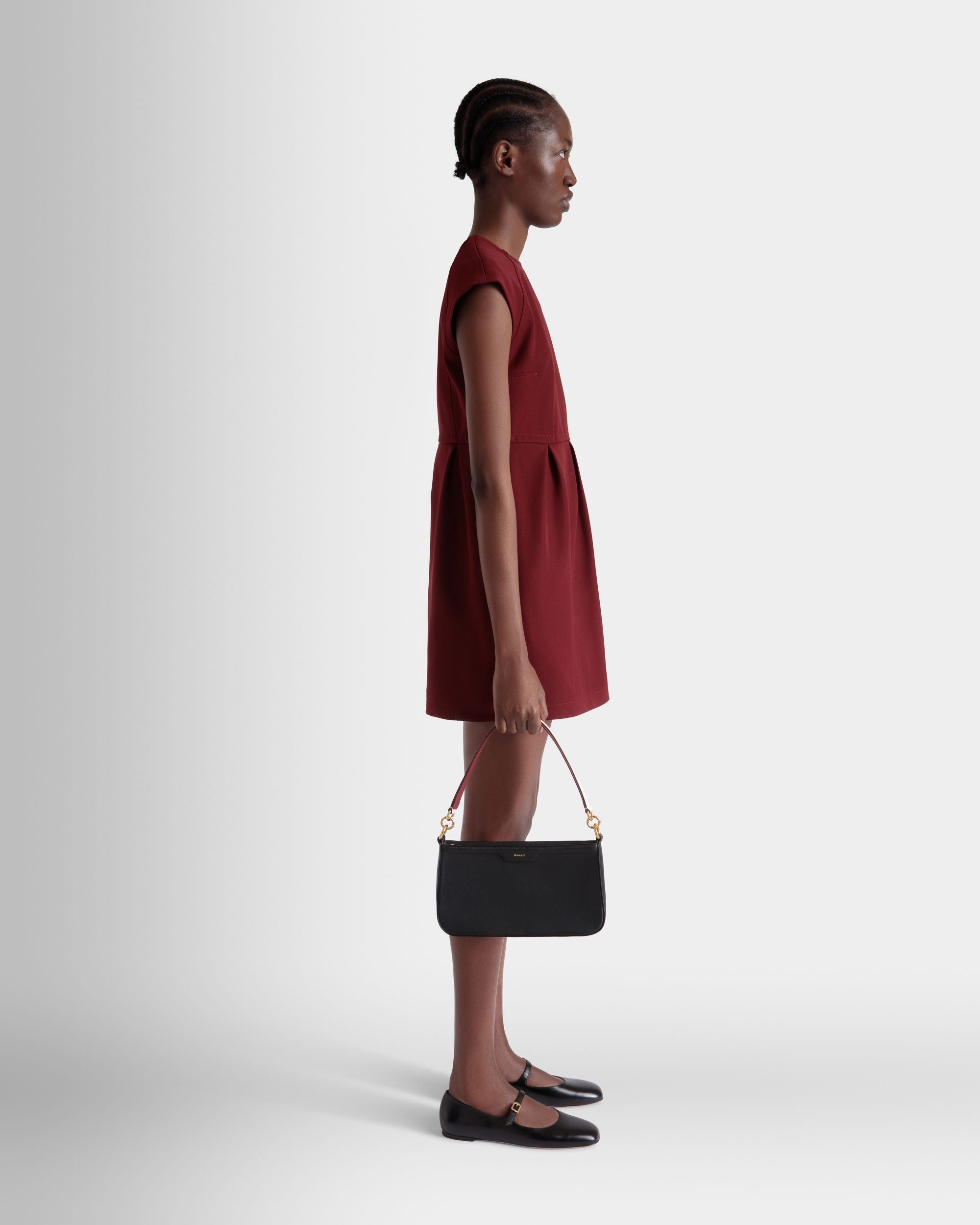 Petit Sac D'épaule Code En Cuir Noir - Femme - Bally - 02