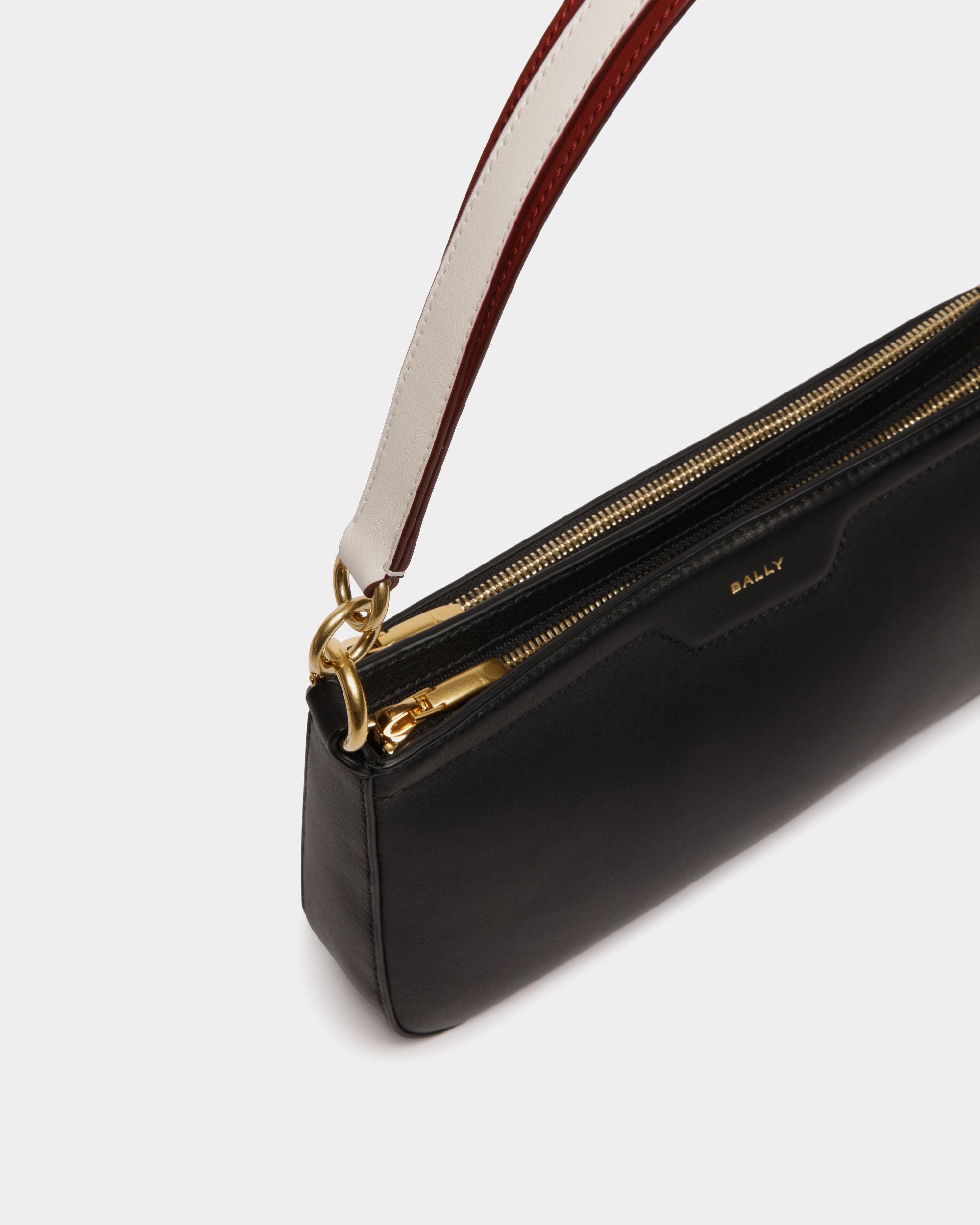 Code Small Shoulder Bag in Black Leather - Women's - Bally - 06