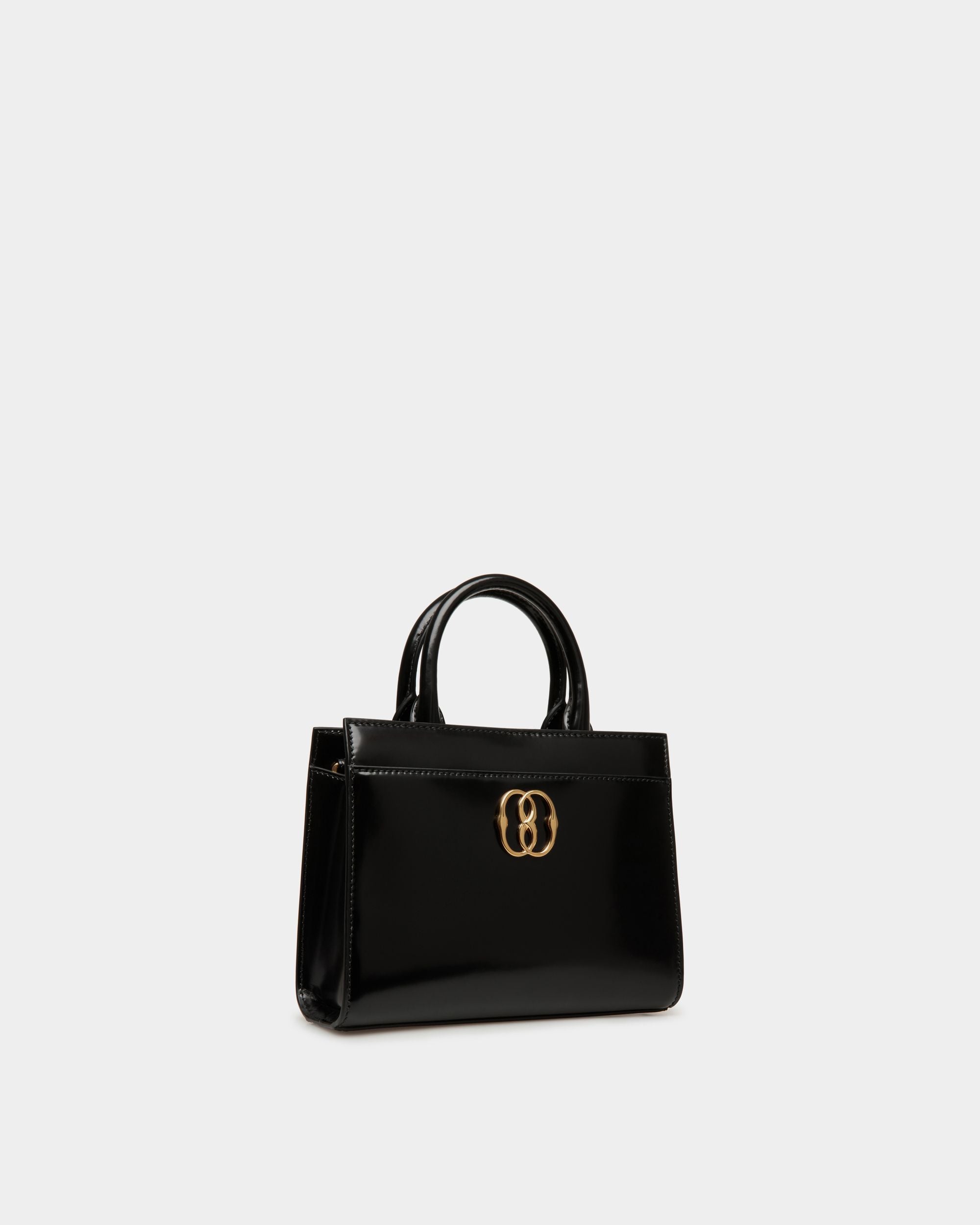 Tote Bag Piccola Emblem In Pelle Spazzolata Nera - Donna - Bally - 04