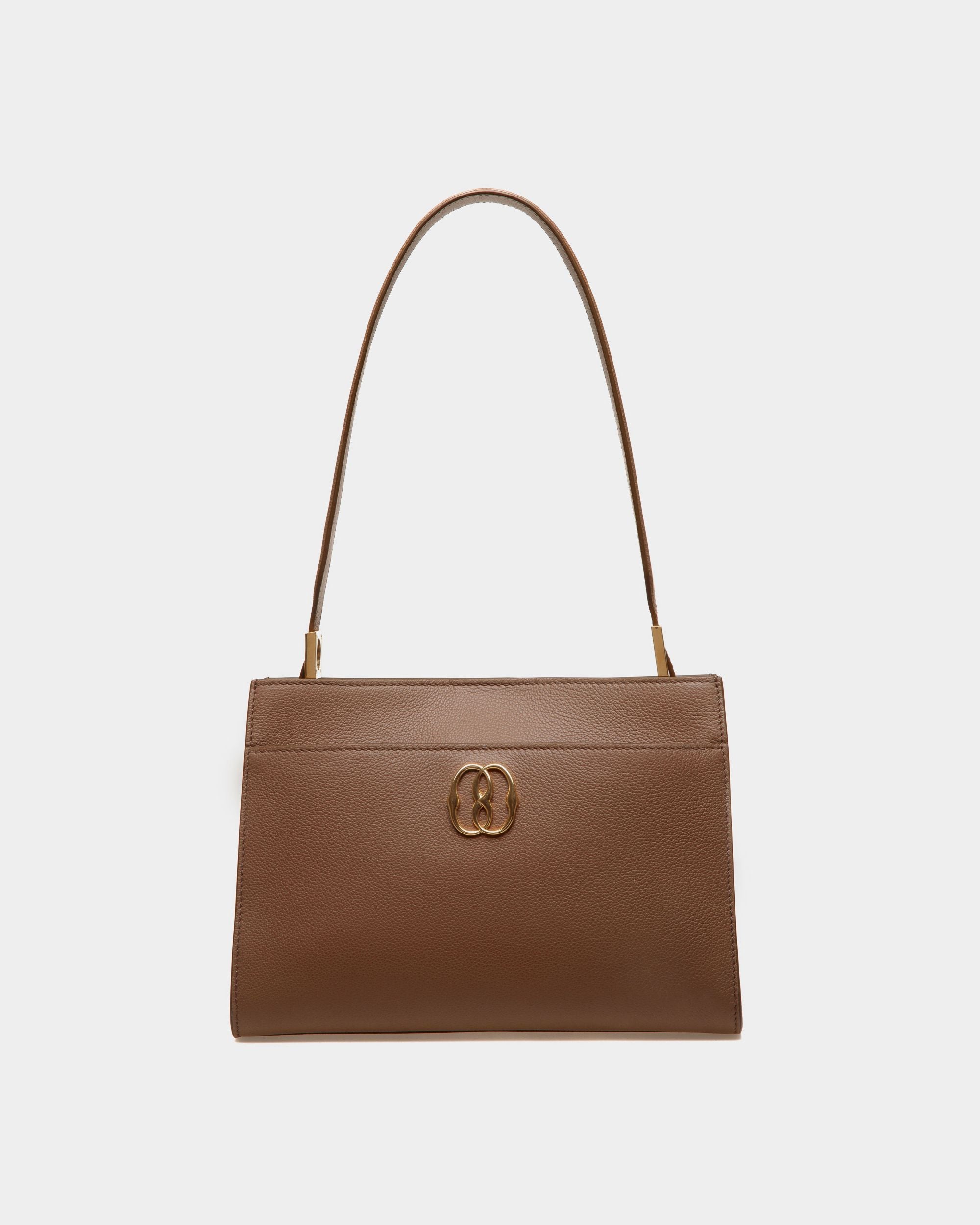 Emblem Schultertasche Aus Genarbtem Leder In Braun - Damen - Bally - 01