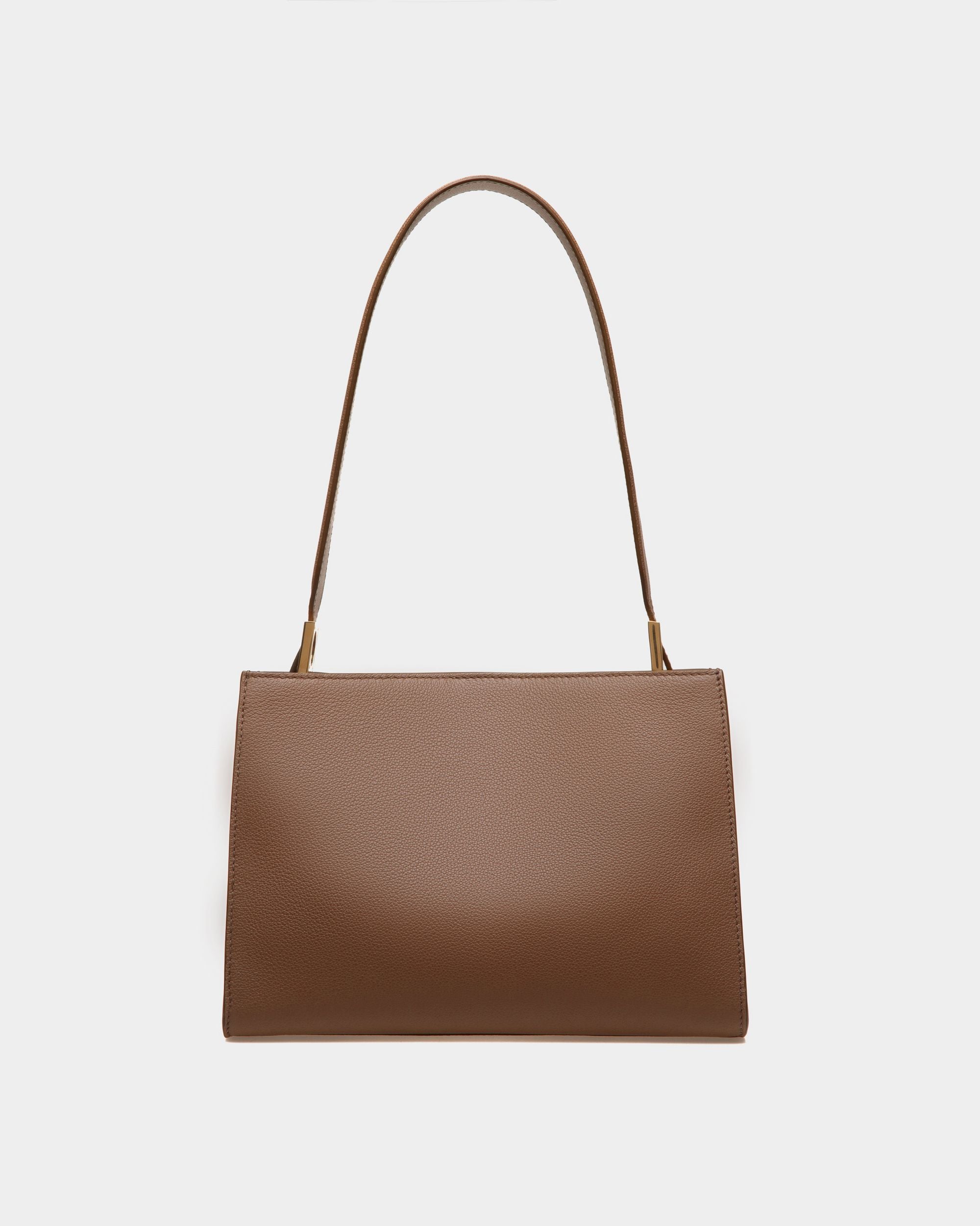 Emblem Schultertasche Aus Genarbtem Leder In Braun - Damen - Bally - 02