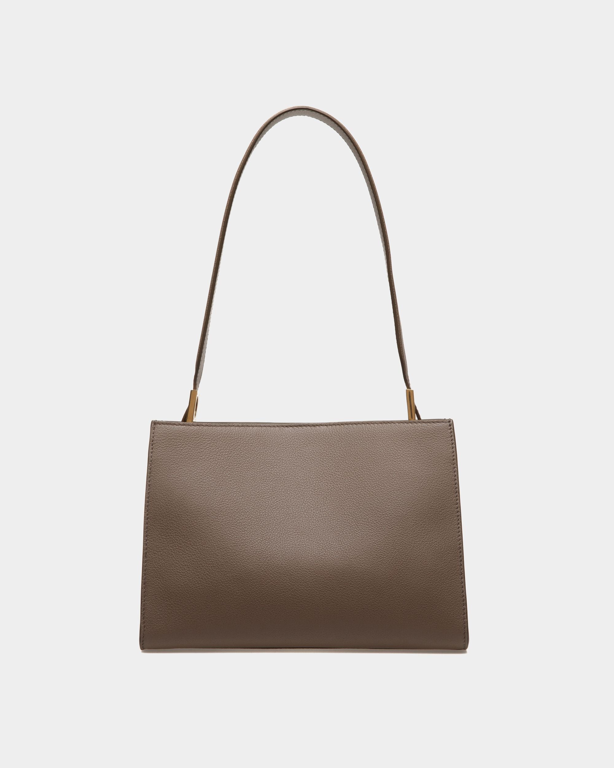 Sac D’épaule Emblem En Cuir Grainé Beige - Femme - Bally - 02