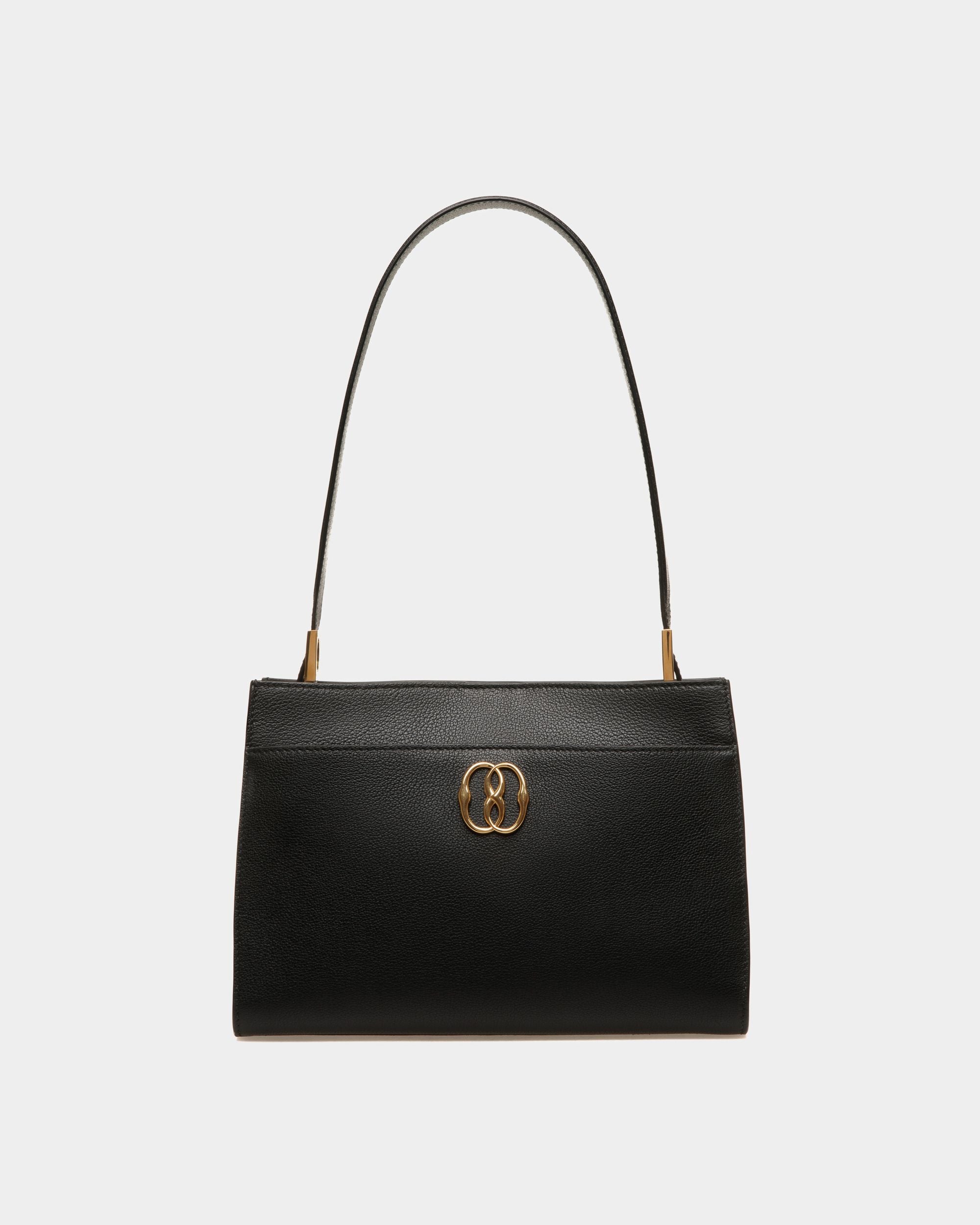 Borsa A Spalla Emblem In Pelle Zigrinata Nera - Donna - Bally - 01