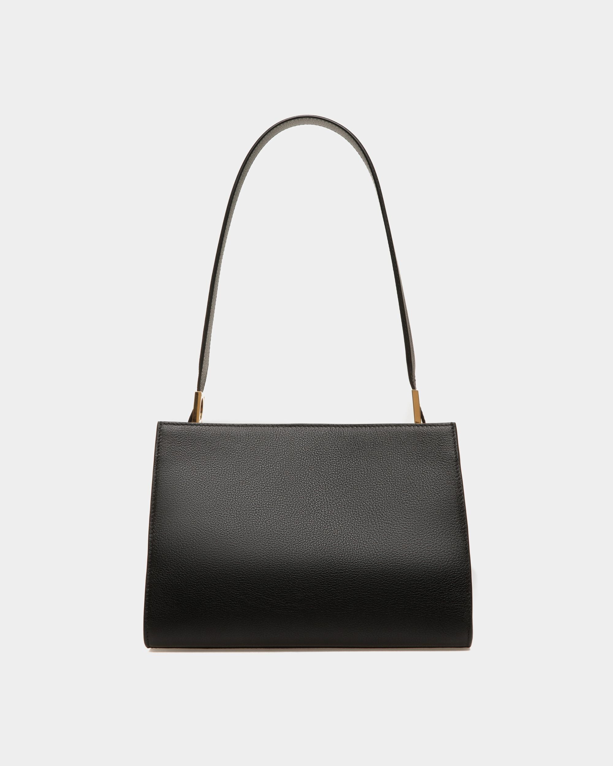 Borsa A Spalla Emblem In Pelle Zigrinata Nera - Donna - Bally - 03