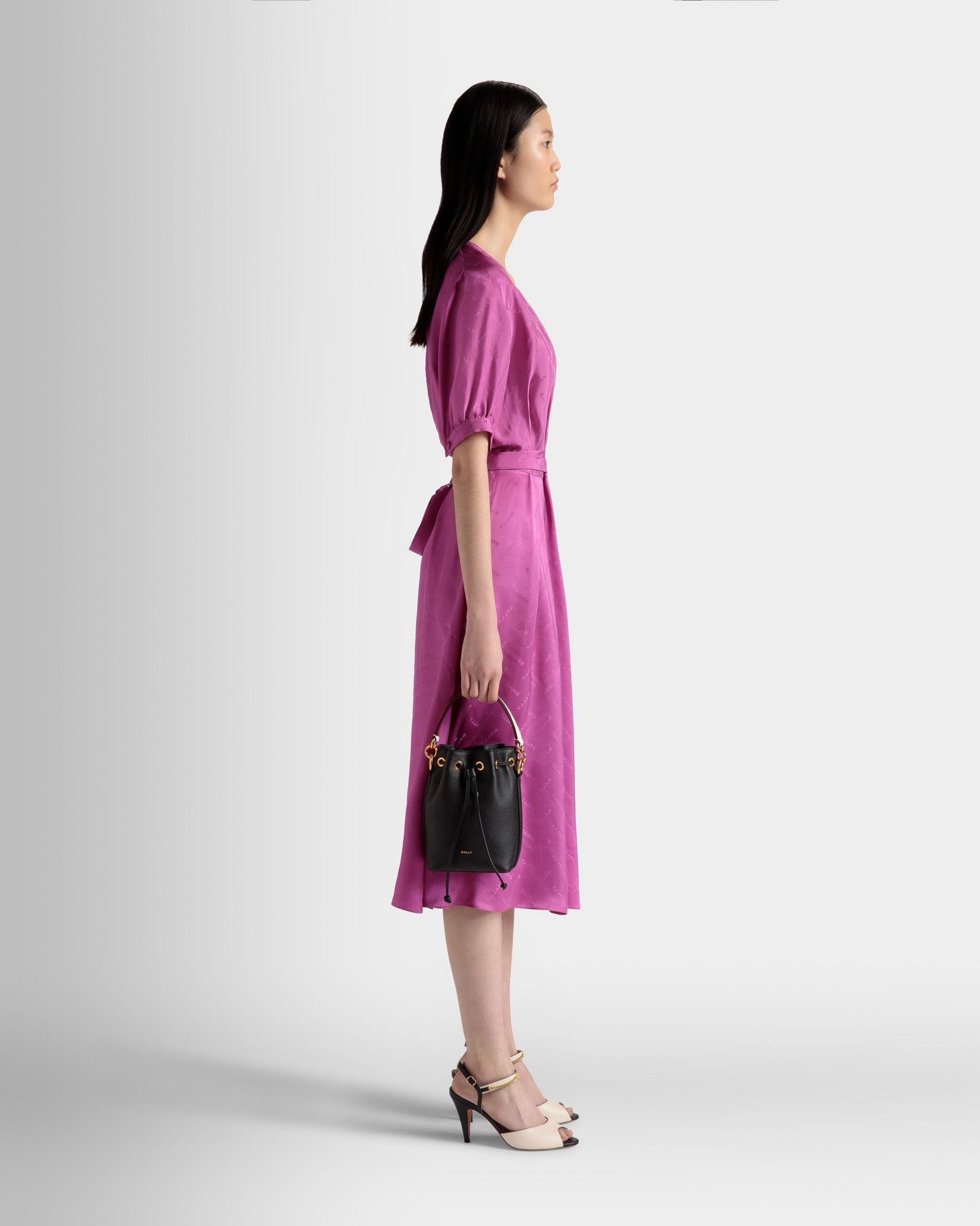 Mini Sac Seau Code En Cuir Noir - Femme - Bally - 02