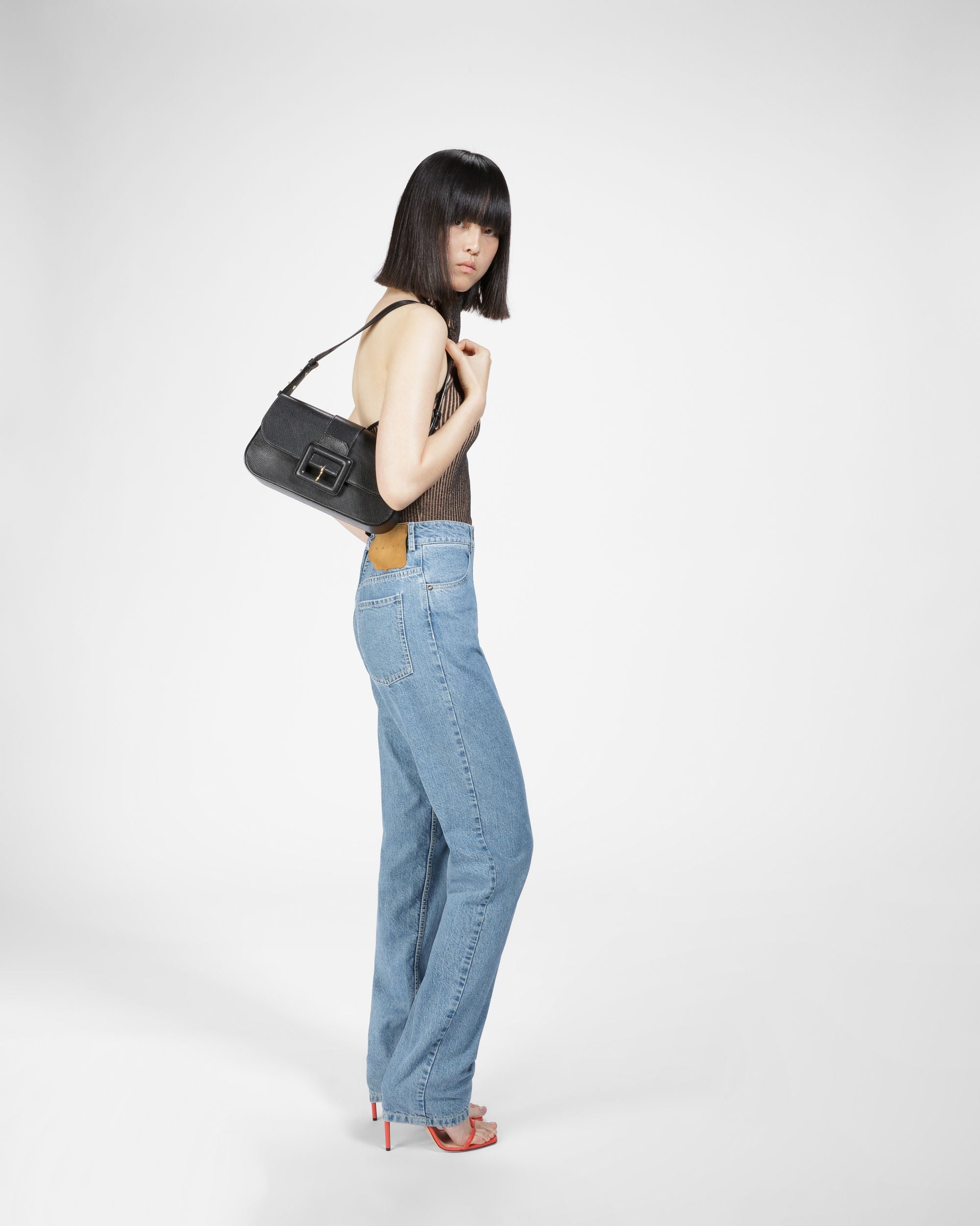 Jadha Sac Porté Épaule En Cuir Noir - Femme - Bally - 06