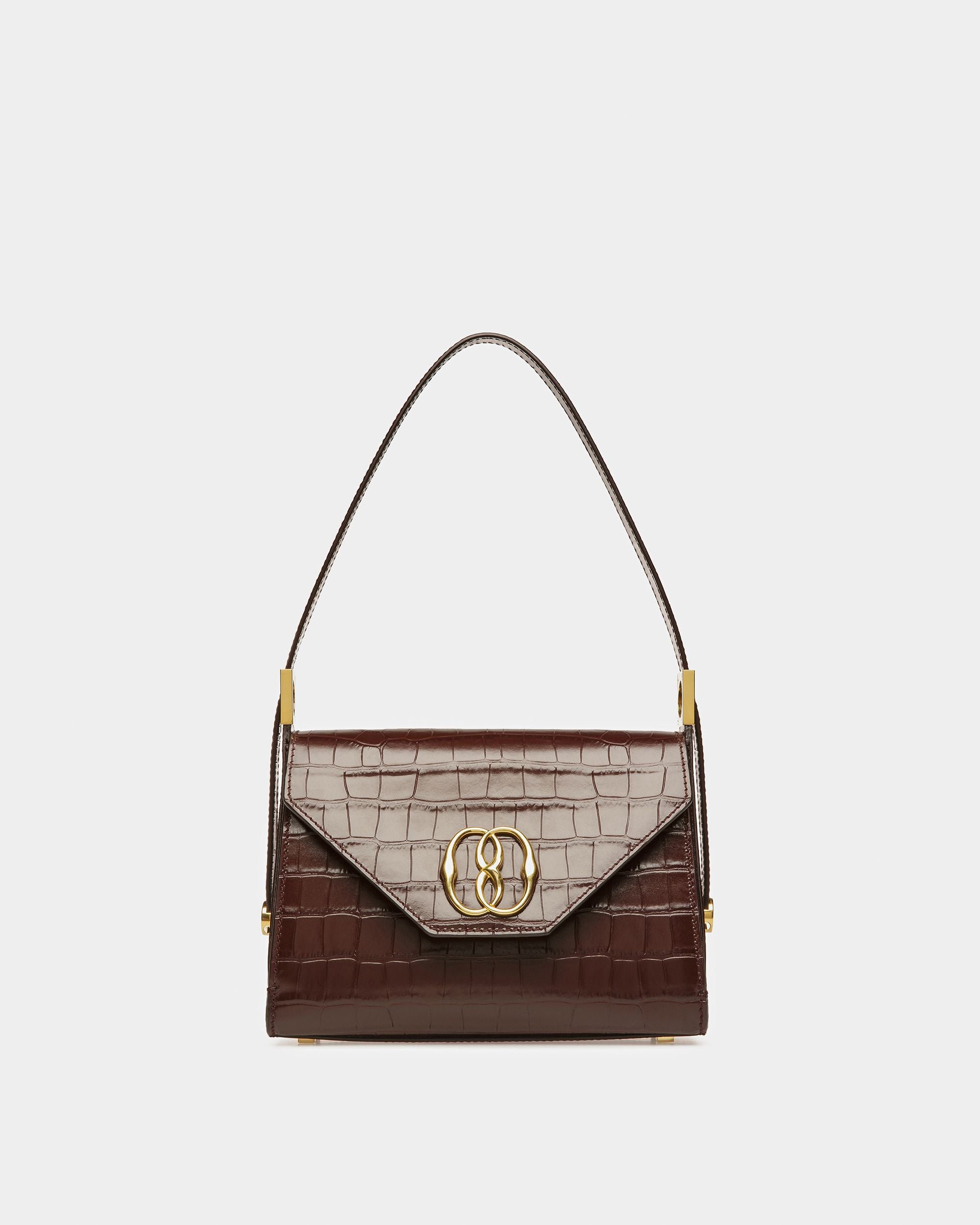 Sac Emblem Anse Supérieure En Cuir Gaufré Crocodile - Femme - Bally - 01