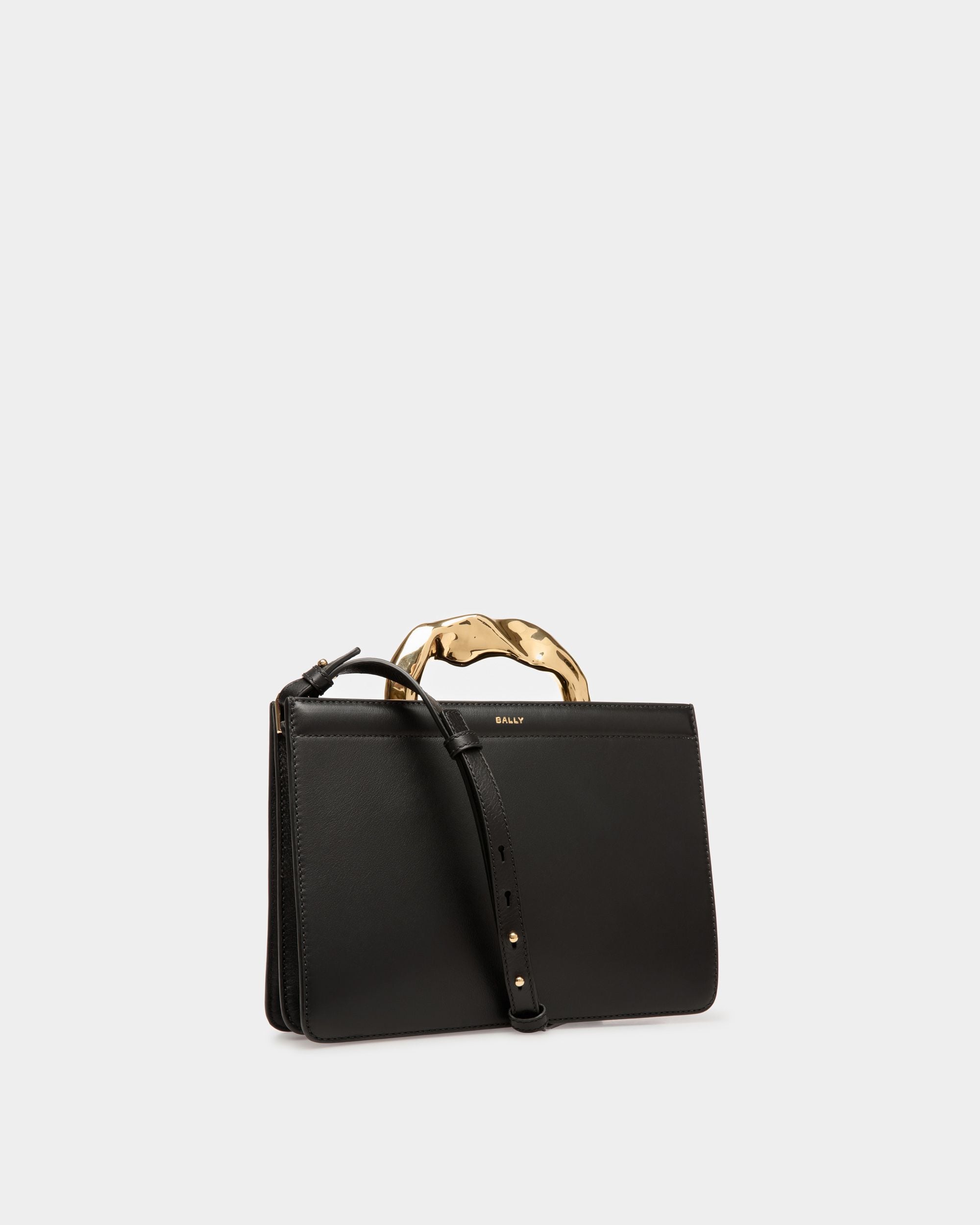 Sac Baroque À Anse Supérieure En Cuir Noir - Femme - Bally - 04