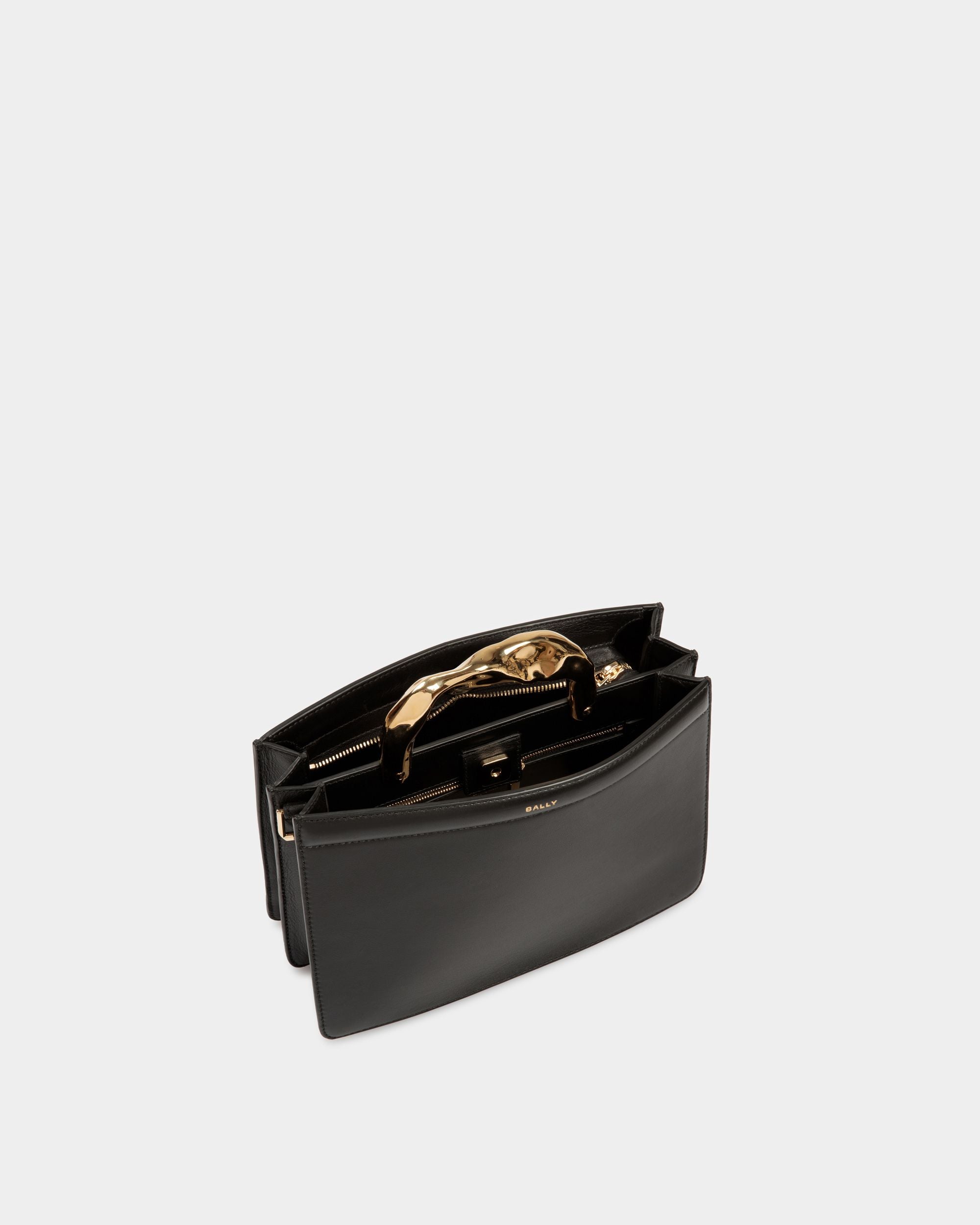 Sac Baroque À Anse Supérieure En Cuir Noir - Femme - Bally - 05