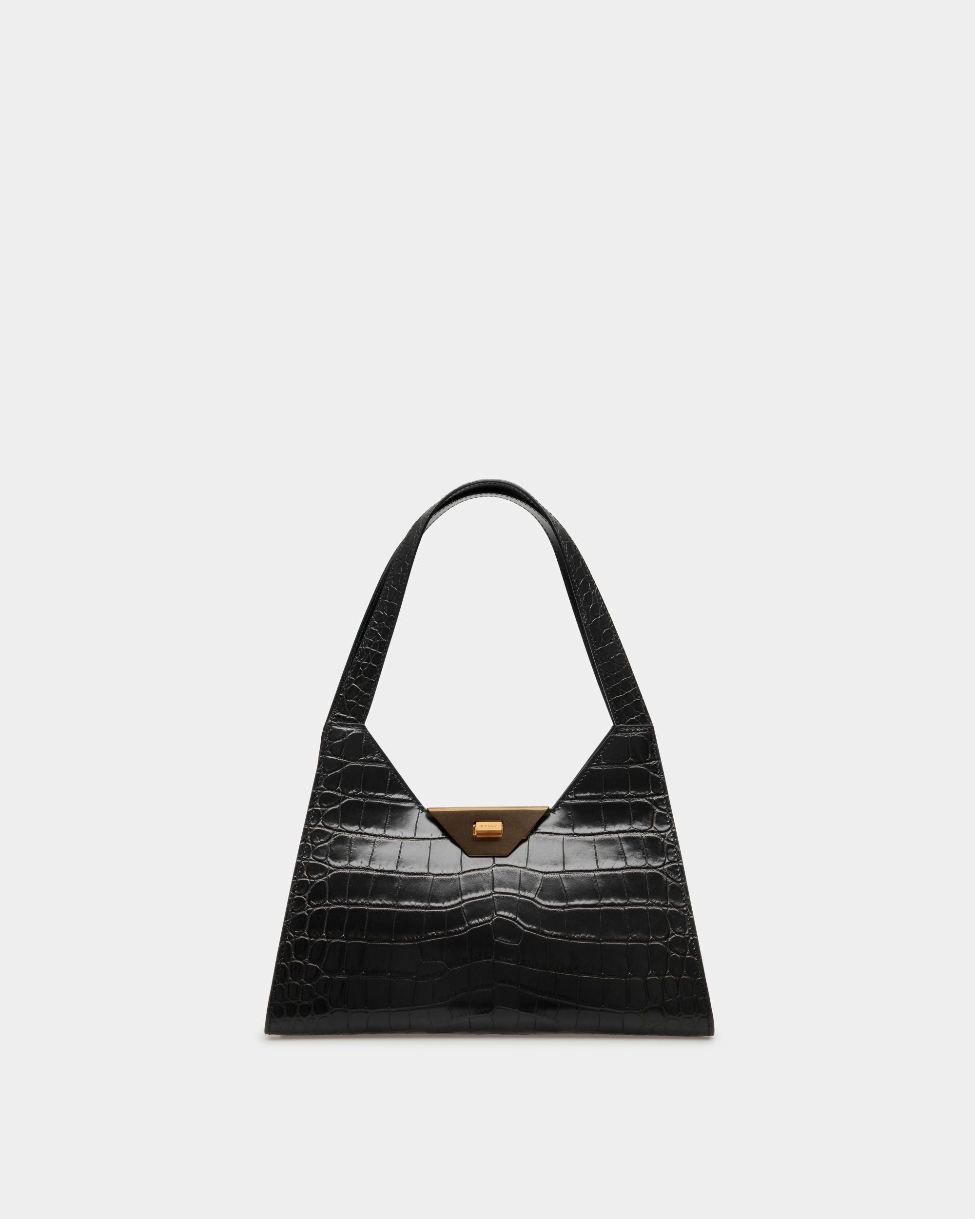 Sac D’épaule Trilliant En Cuir Noir - Femme - Bally - 01