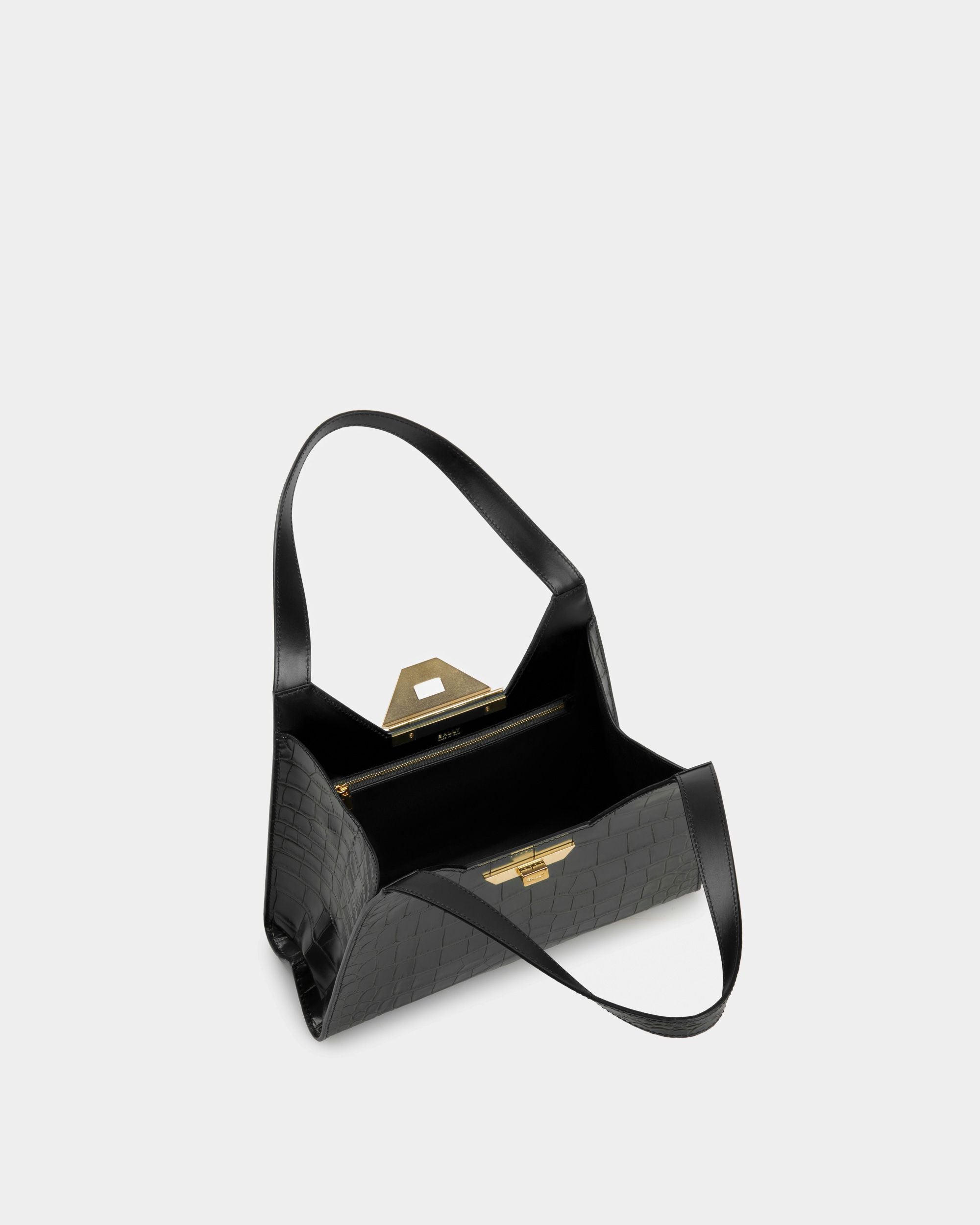 Sac D’épaule Trilliant En Cuir Noir - Femme - Bally - 04