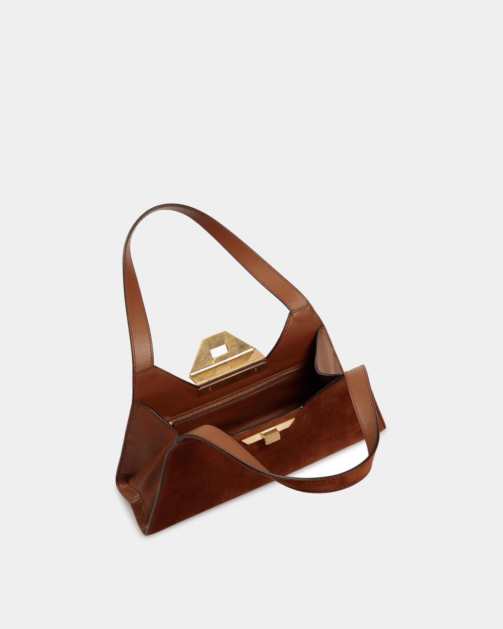 Trilliant Kleine Schultertasche Aus Braunem Veloursleder - Damen - Bally - 05