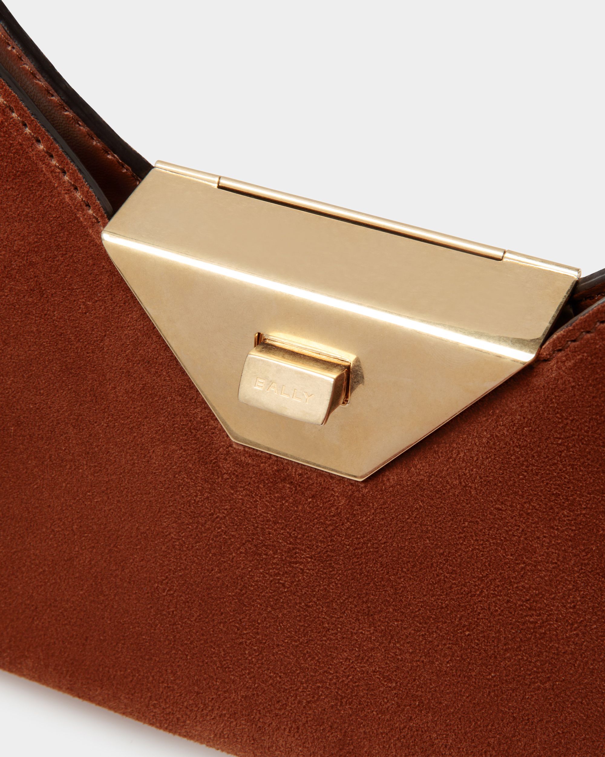 Trilliant Kleine Schultertasche Aus Braunem Veloursleder - Damen - Bally - 06