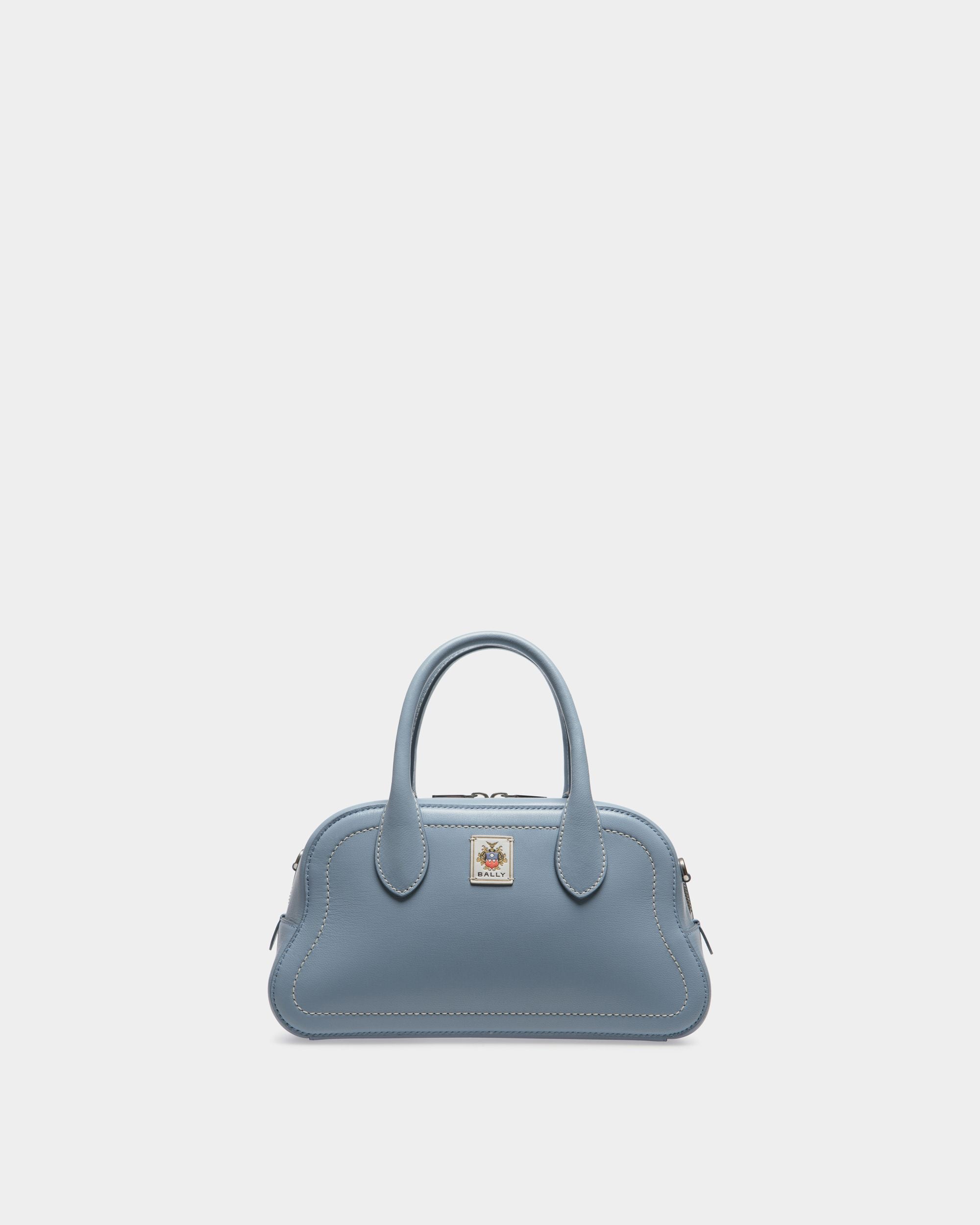 Sac À Anse Supérieure Unda En Cuir Grainé Light Blue - Femme - Bally - 01