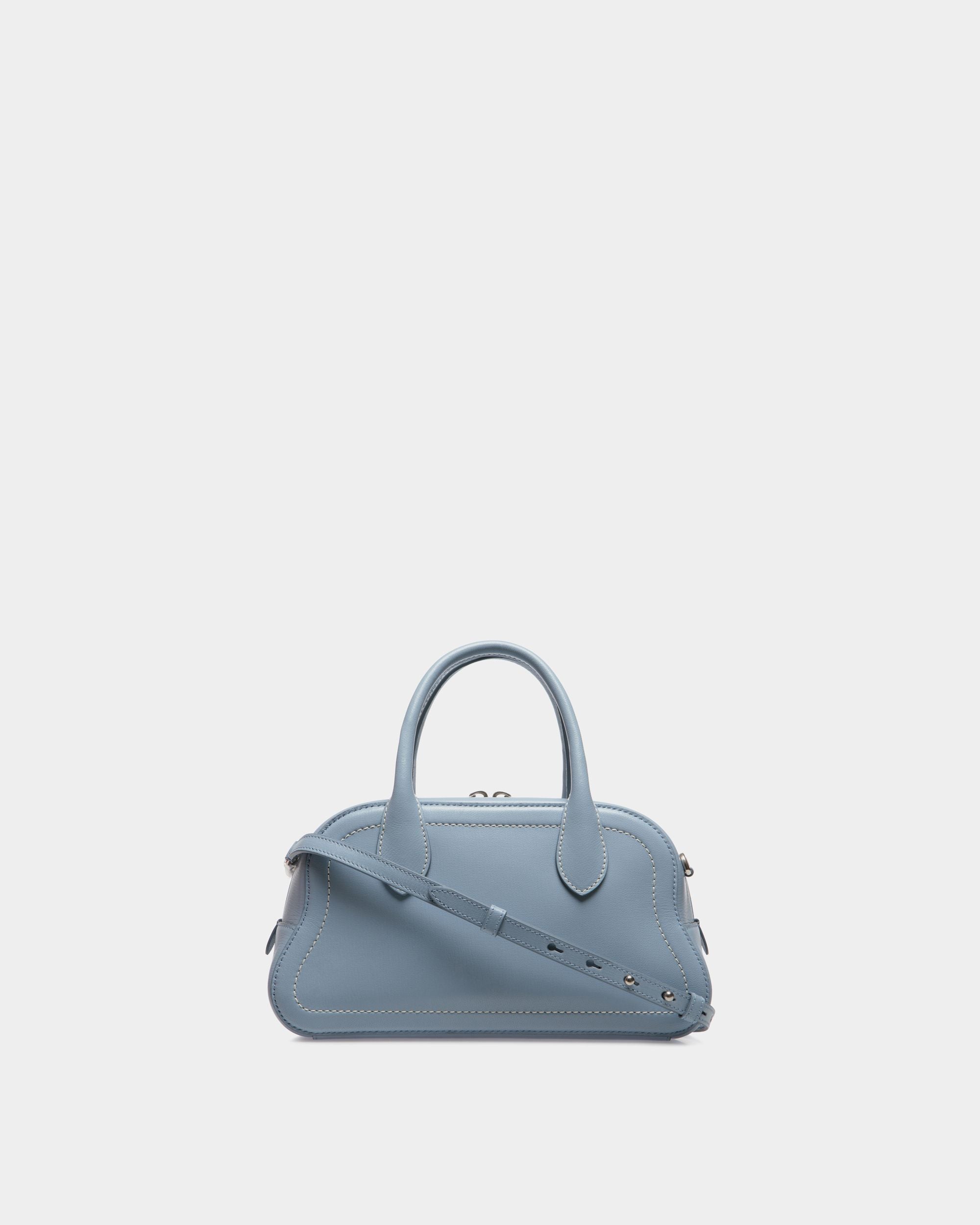 Sac À Anse Supérieure Unda En Cuir Grainé Light Blue - Femme - Bally - 03