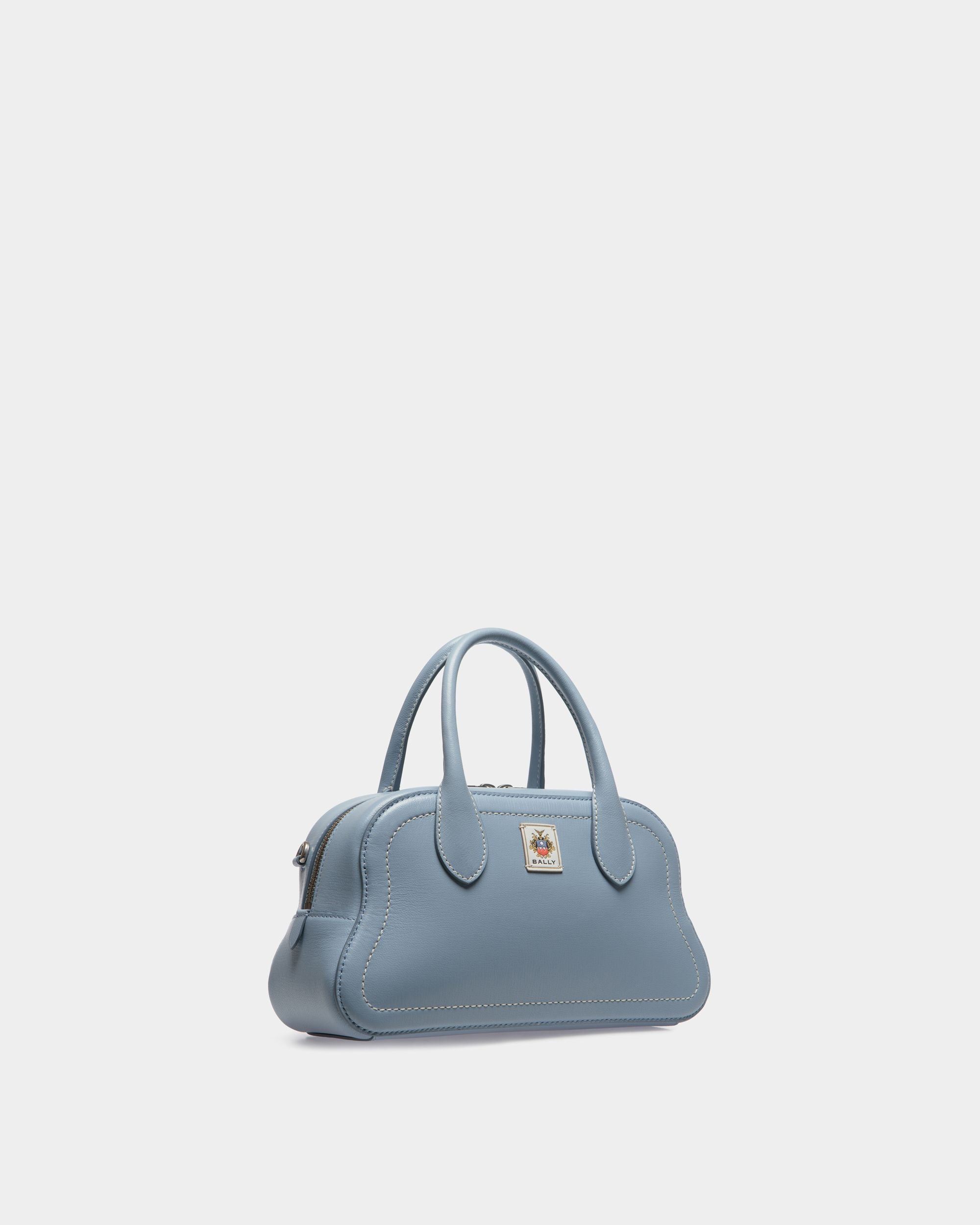 Sac À Anse Supérieure Unda En Cuir Grainé Light Blue - Femme - Bally - 04